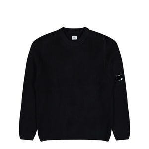 C.P. Company Full Rib Crewneck Lens Sweater Black Sweatshirts 19CMKN015A-006608A 999 | Overkill