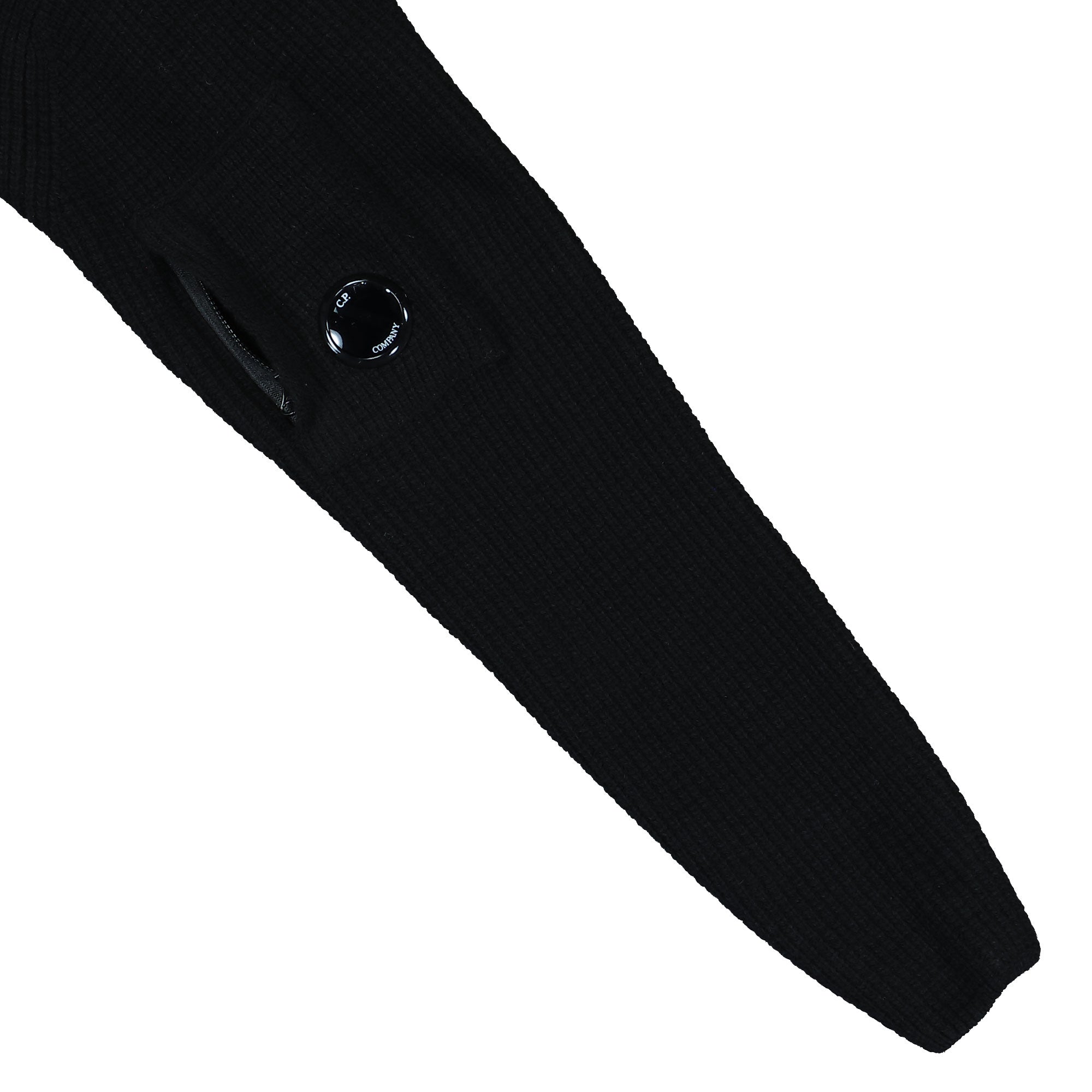 C.P. Company Lambswool GRS Half Zip Polo Collar Black Sweatshirt 19CMKN130A-110149A 999 Detail View 1 | Overkill