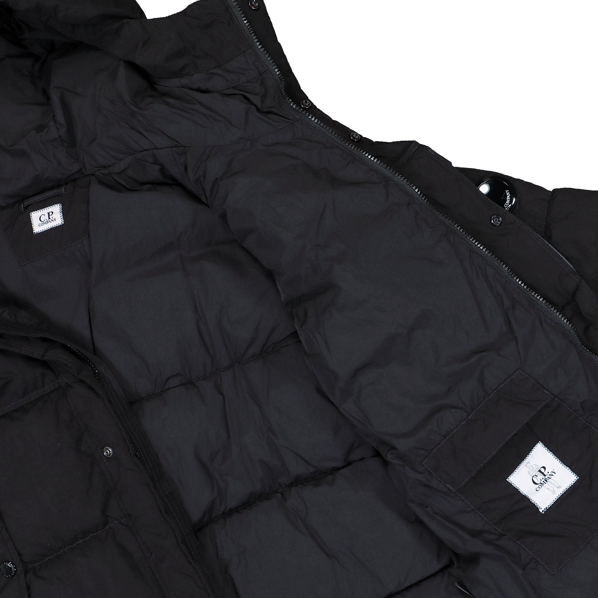 C.P. Company Eco-Chrome E Mixed Down Jacket Black Down Jacket 19CMOW013A-006369M 999 Detail View 2 | Overkill