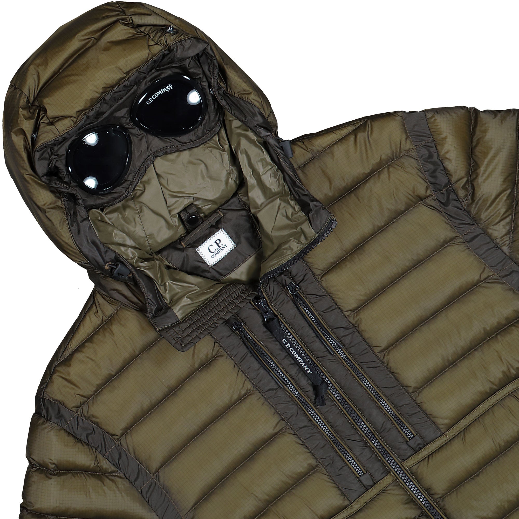 C.P. Company D.D. Shell Goggle Down Jacket Ivy Green Jackets 19CMOW031A-110416A 683 Detail View 1 | Overkill