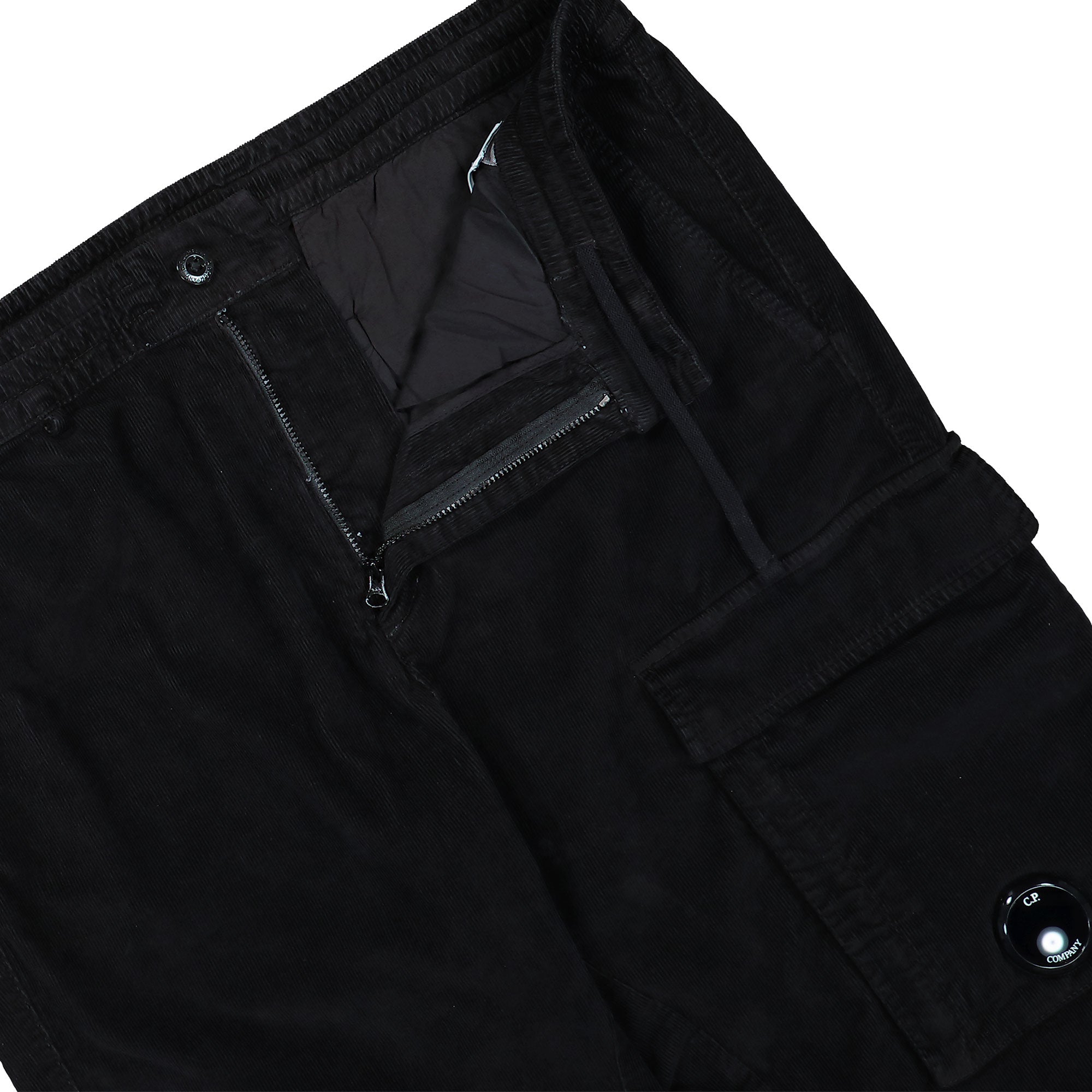 C.P. Company Corduroy Lens Cargo Pant Black Cargo Pant 19CMPA169A-006410O 999 Detail View 1 | Overkill