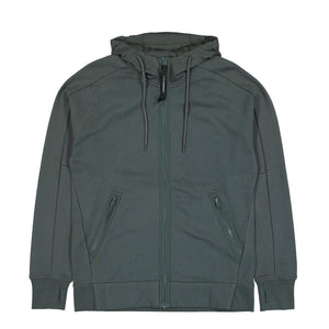 C.P. Company Diagonal Raised Fleece Goggle Sweatshirt Dark Shadow Zip Hoodie 19CMSS715A-005086W 978 | Overkill