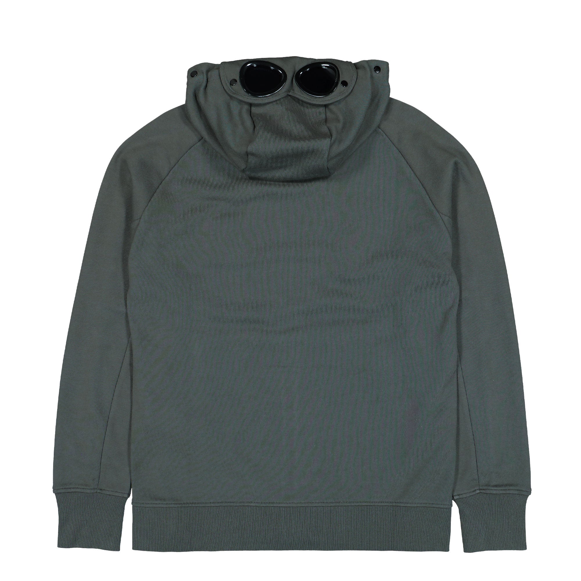 C.P. Company Diagonal Raised Fleece Goggle Sweatshirt Dark Shadow Zip Hoodie 19CMSS715A-005086W 978 Close-up | Overkill