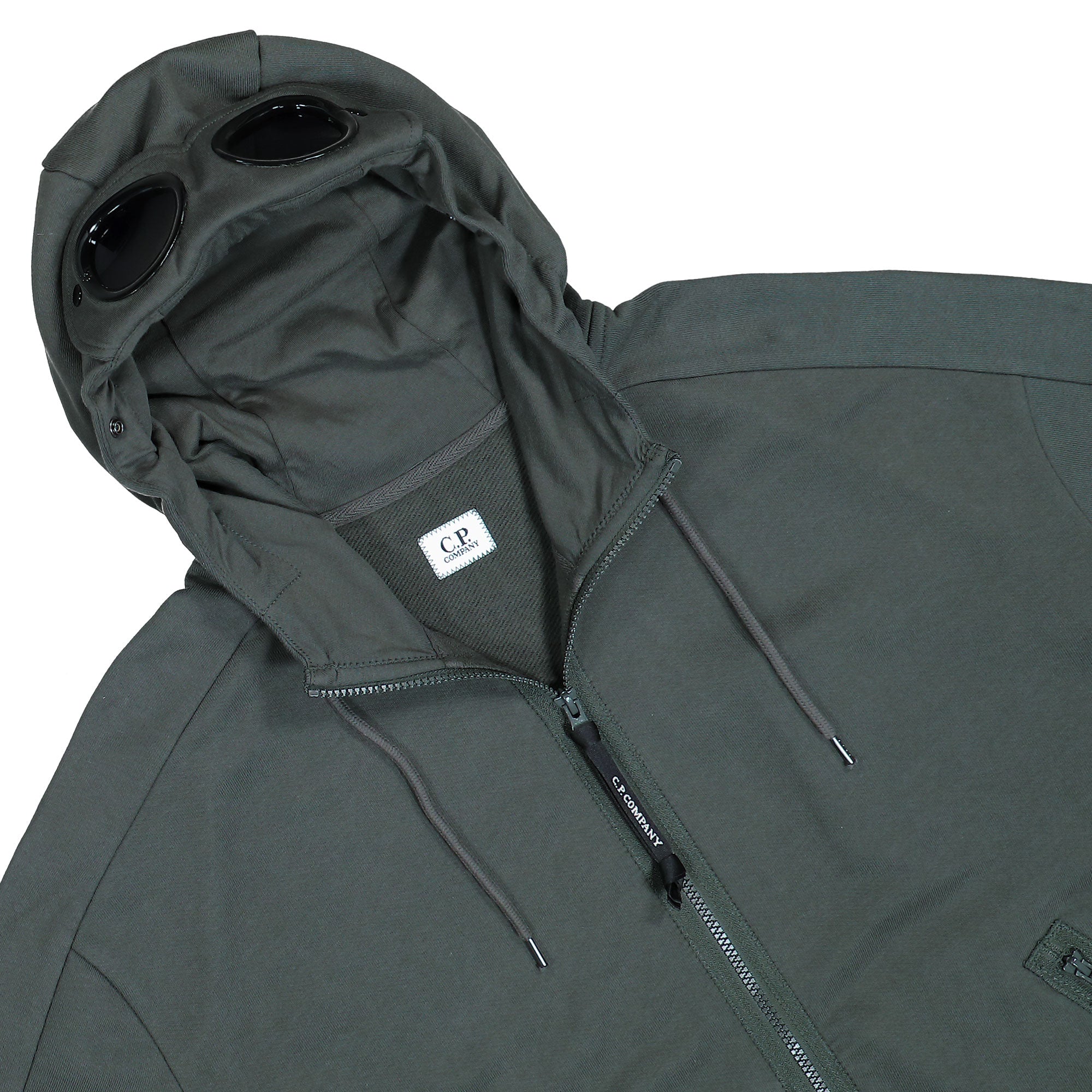 C.P. Company Diagonal Raised Fleece Goggle Sweatshirt Dark Shadow Zip Hoodie 19CMSS715A-005086W 978 Detailfoto | Overkill