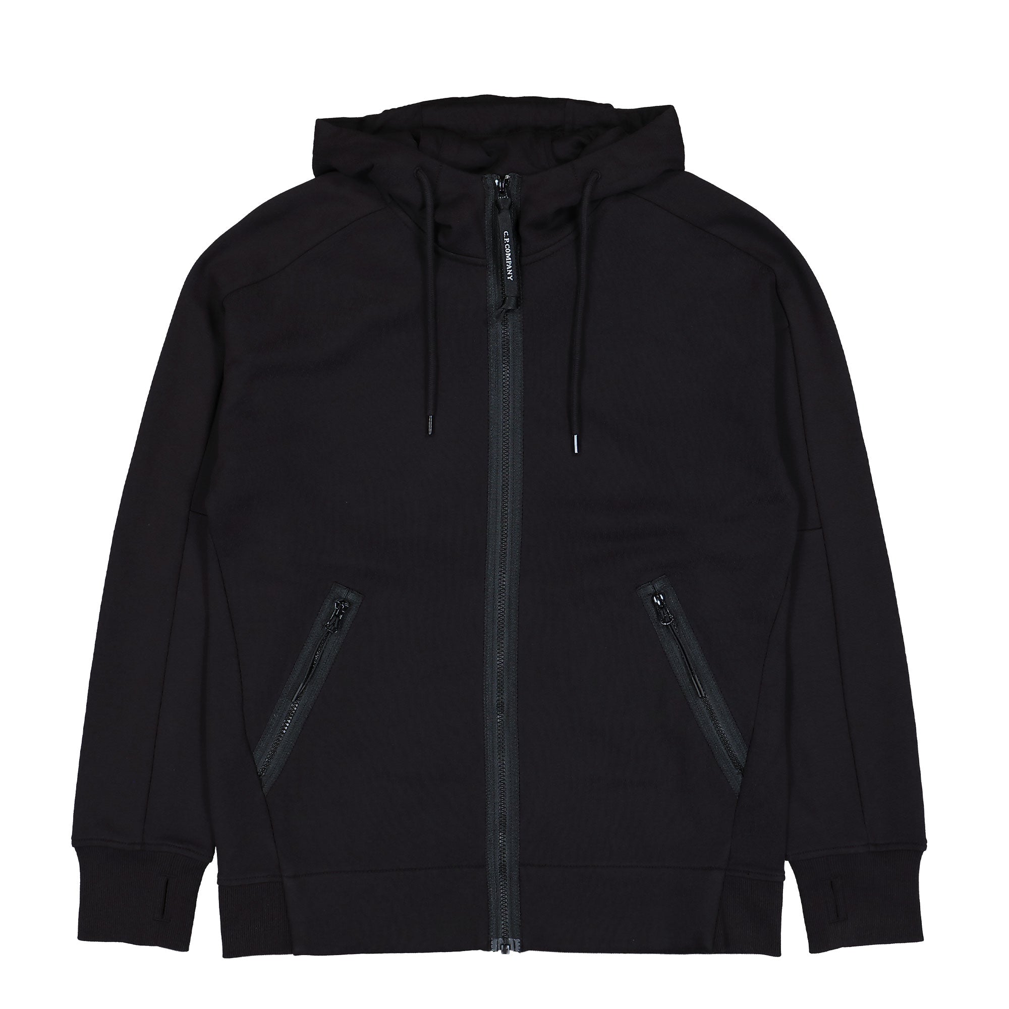 C.P. Company Diagonal Raised Fleece Goggle Sweatshirt Black Zip Hoodie 19CMSS715A-005086W 999 | Overkill