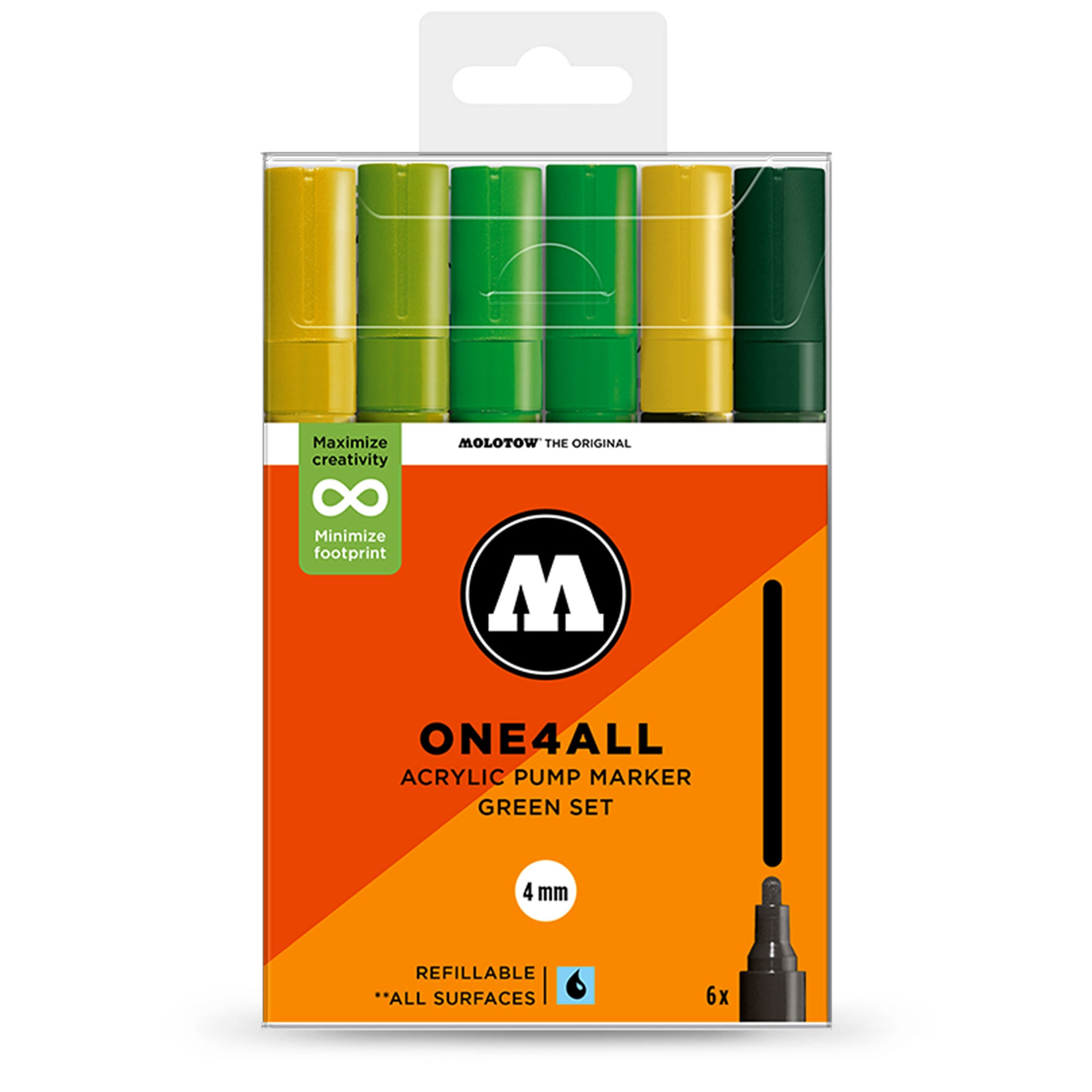 Molotow ONE4ALL 227HS Green Set Multicolored Marker 200836 | Overkill