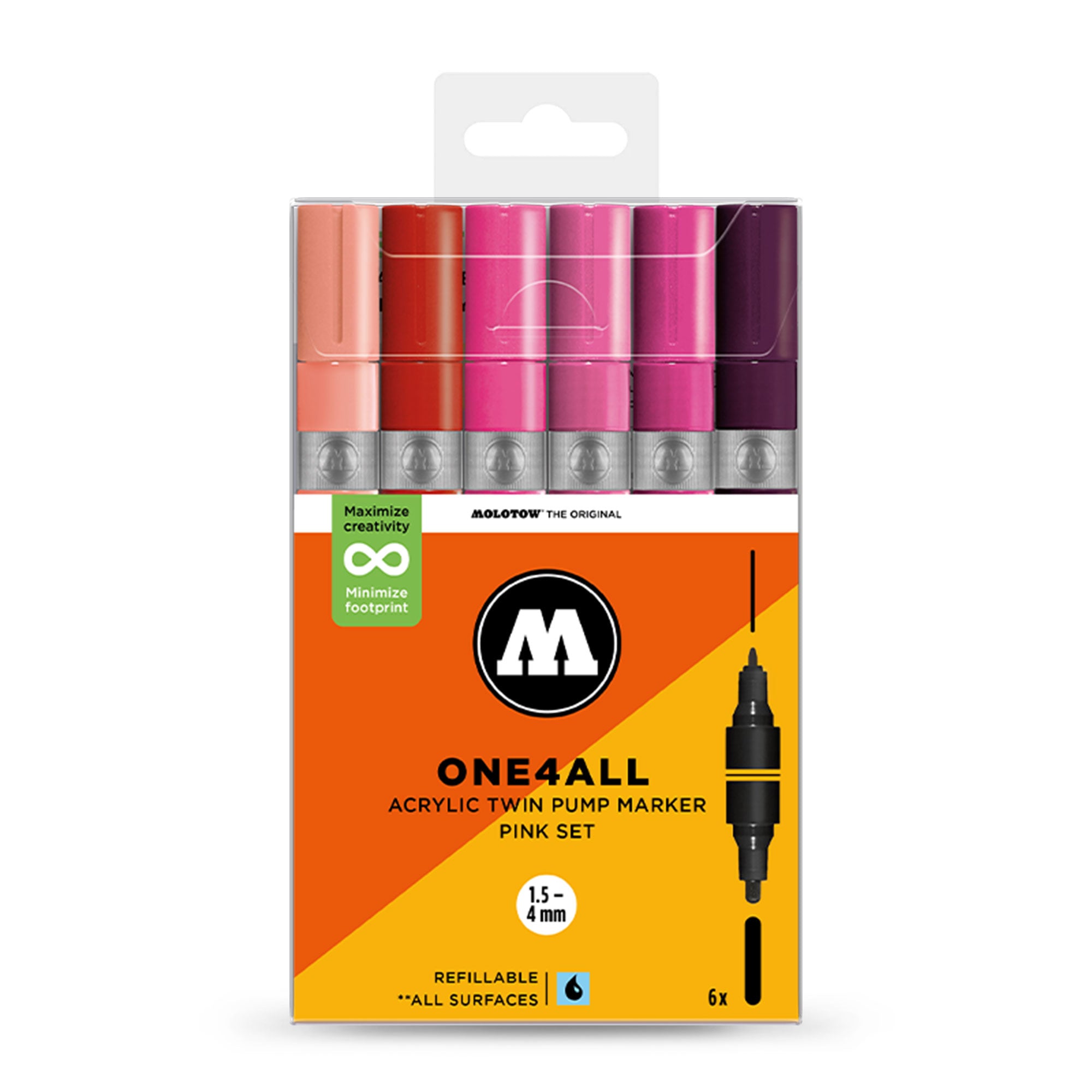 Molotow ONE4ALL Acrylic Twin Pink Set Multicolored Marker 200852 | Overkill