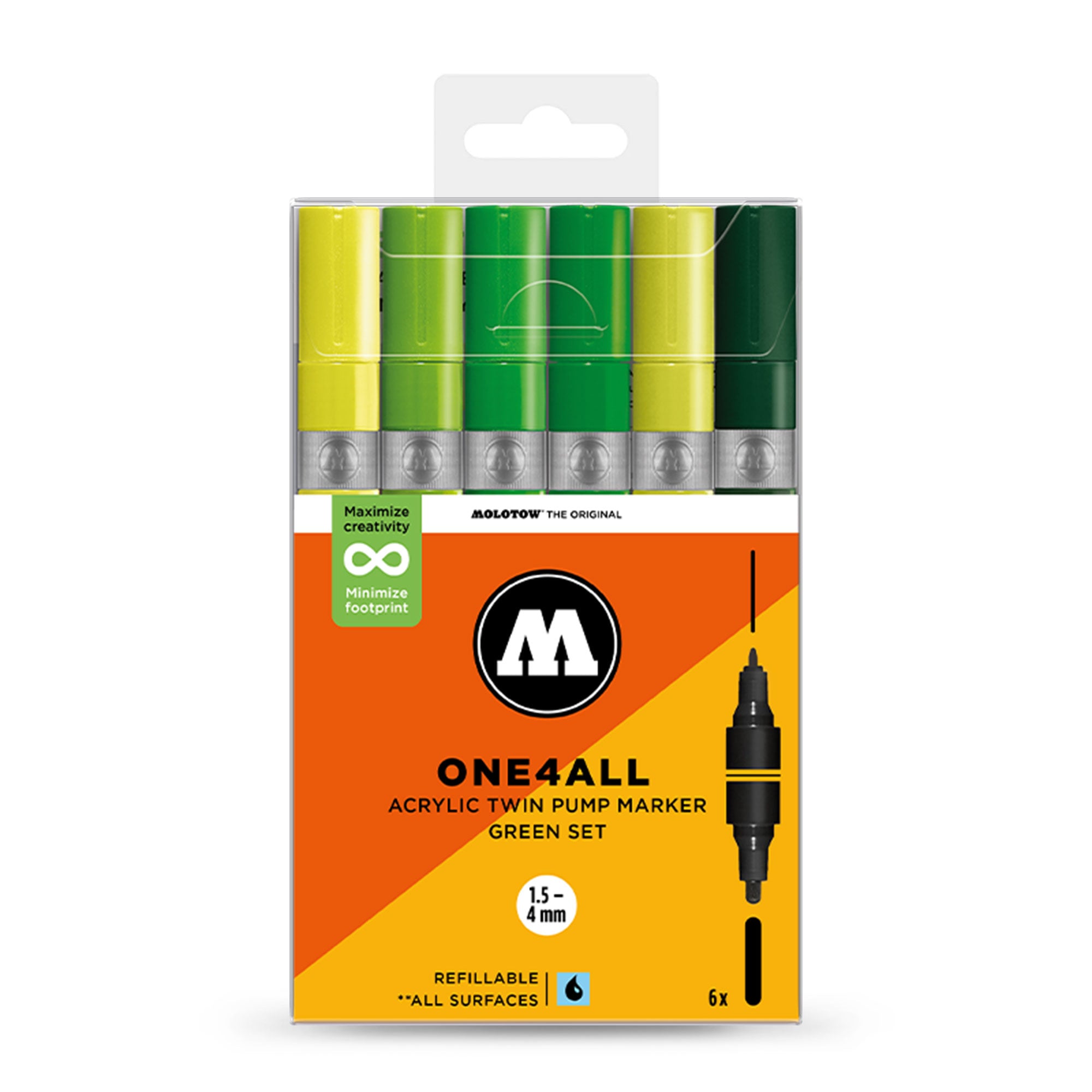 Molotow ONE4ALL Acrylic Twin Green Set Multicolored Marker 200856 | Overkill
