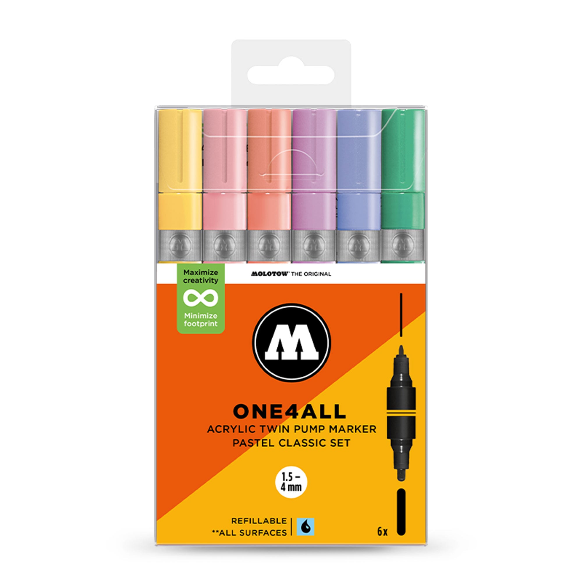Molotow ONE4ALL Acrylic Twin Pastel Classic Set Multicolored Marker 200859 | Overkill
