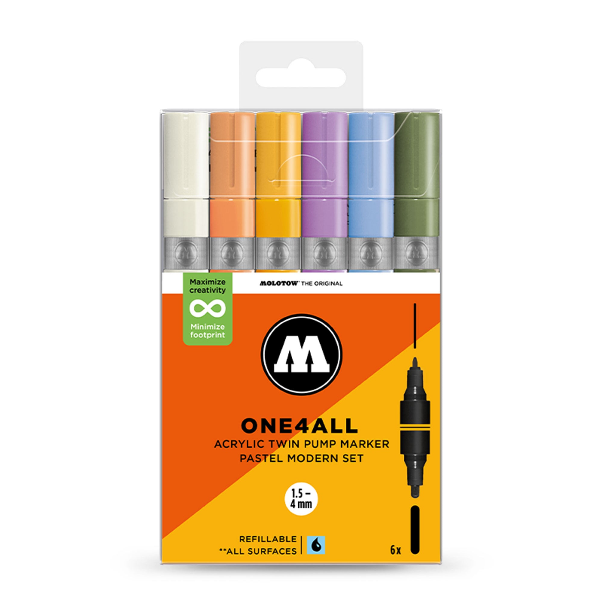 Molotow ONE4ALL Acrylic Twin Pastel Modern Set Multicolored Marker 200860 | Overkill