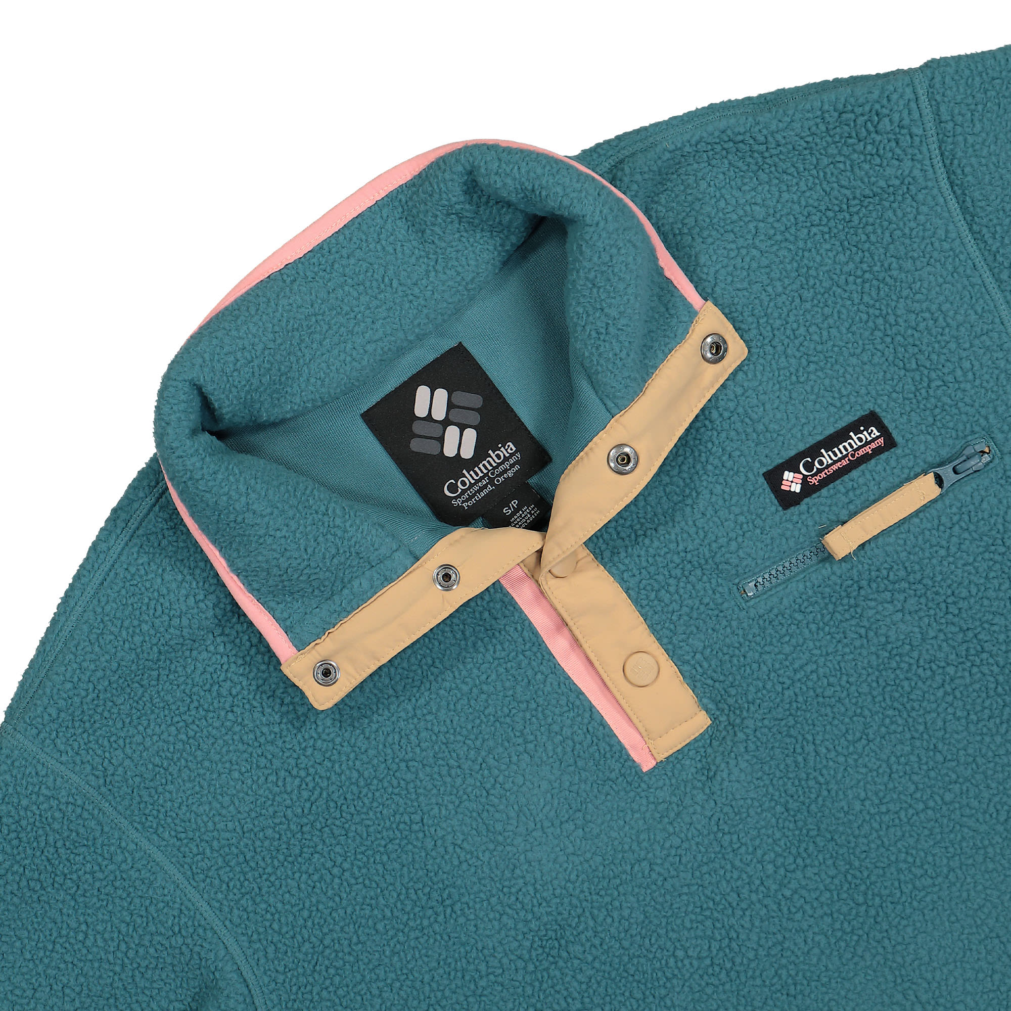 Columbia W Helvetia Cropped Half Snap Fleece Cloudburst / Canoe / Salmon Rose Sweatshirts Close-up | Overkill