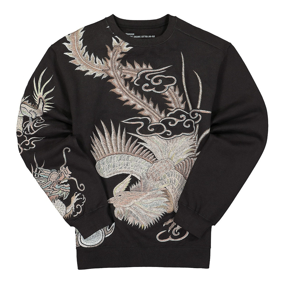 Maharishi Phoenix Embroidered Crew Sweat Black Sweatshirts 2059 | Overkill