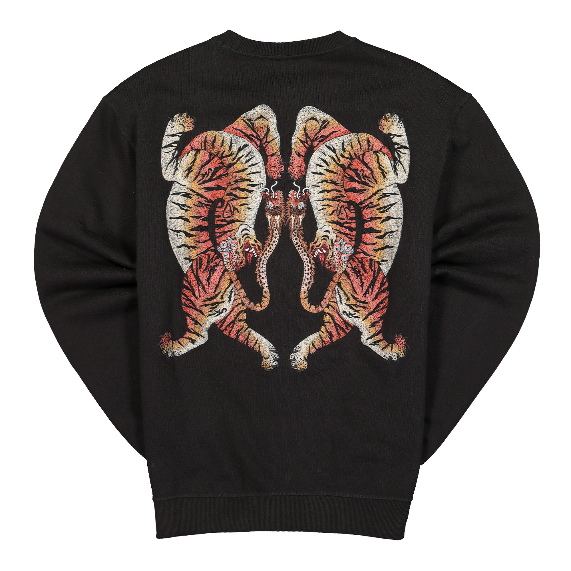 Maharishi Heart of Tigers Crew Sweat Black Sweatshirts 2062 Close-up | Overkill