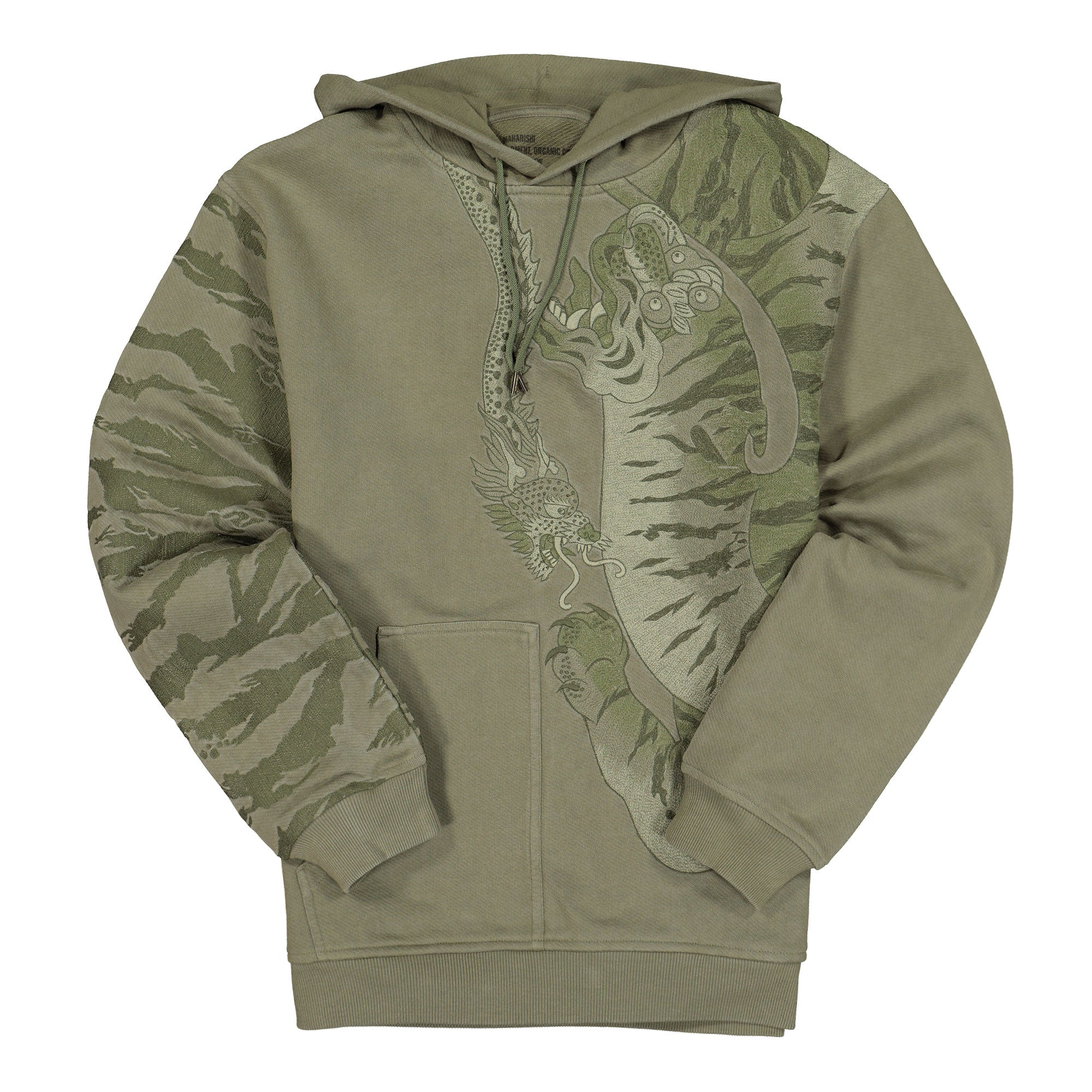 Maharishi Tonal Tiger Hooded Sweat Olive Hoodies 2066 | Overkill