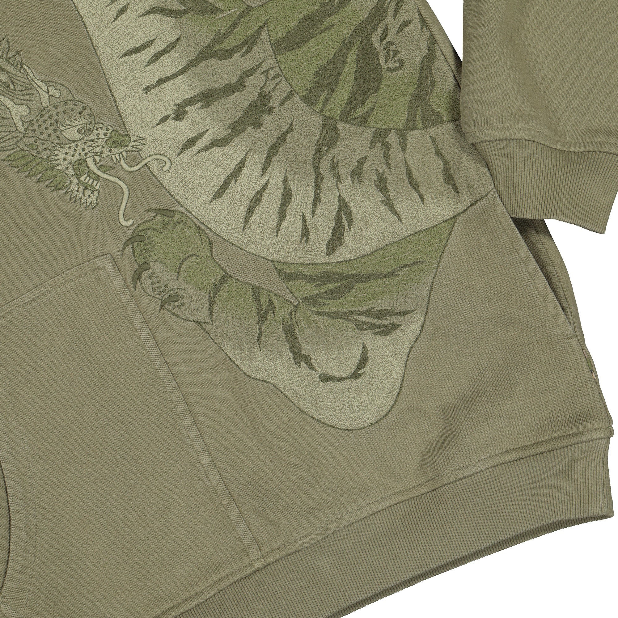 Maharishi Tonal Tiger Hooded Sweat Olive Hoodies 2066 Detail View 1 | Overkill