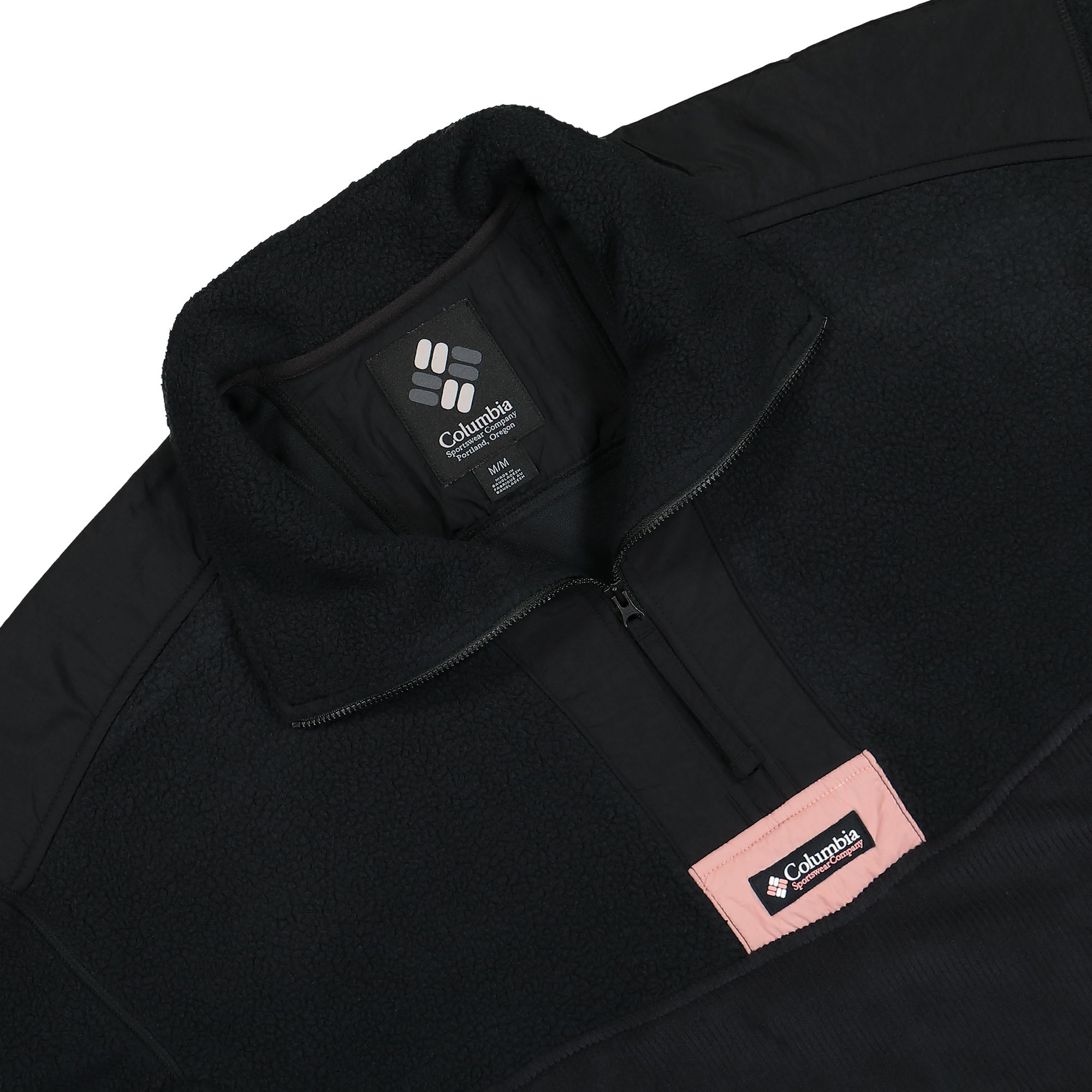 Columbia Riptide Half Zip Fleece Black / Salmon Rose Fleece Jackets Close-up | Overkill