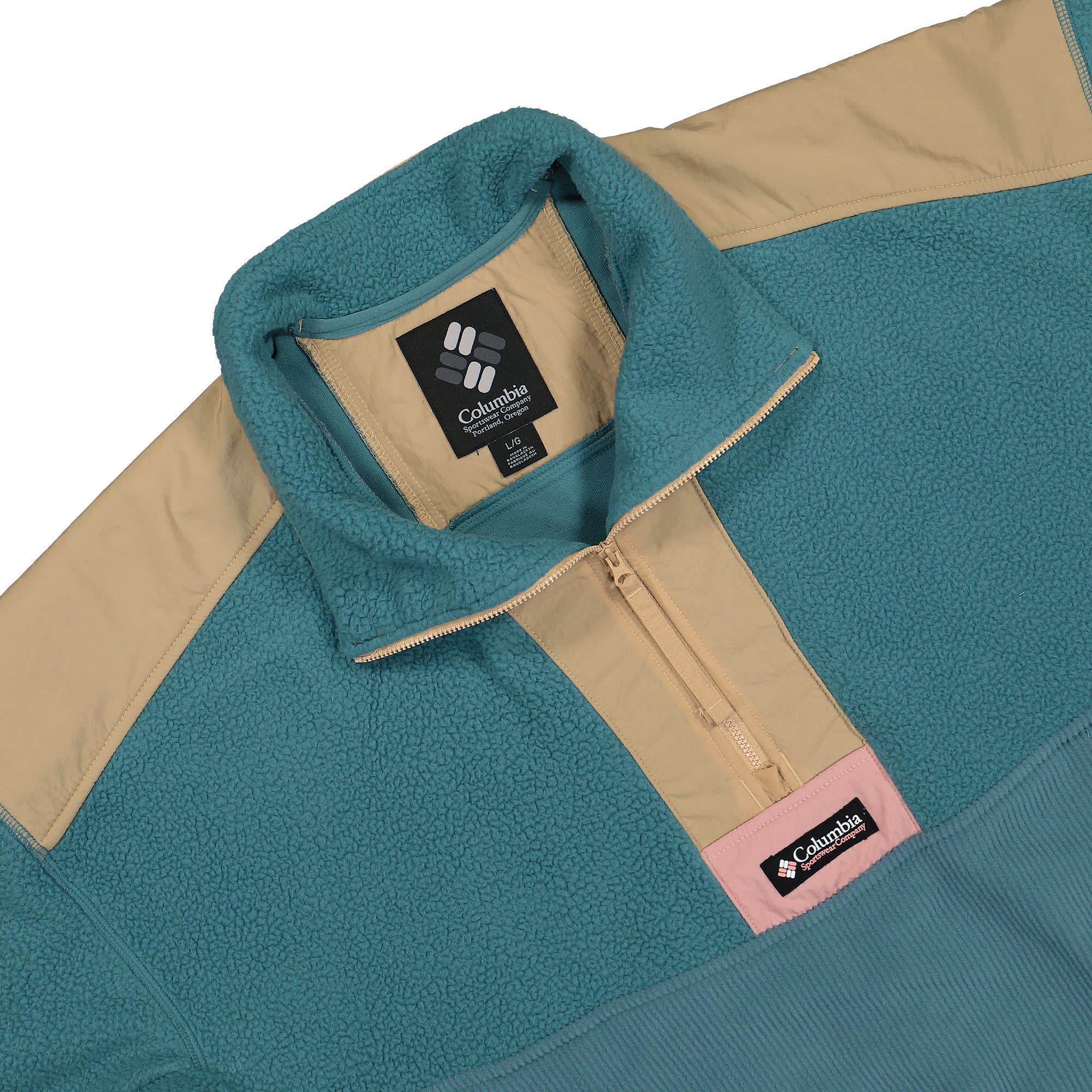 Columbia Riptide Half Zip Fleece Cloudburst / Canoe / Salmon Rose Fleece Jackets Close-up | Overkill