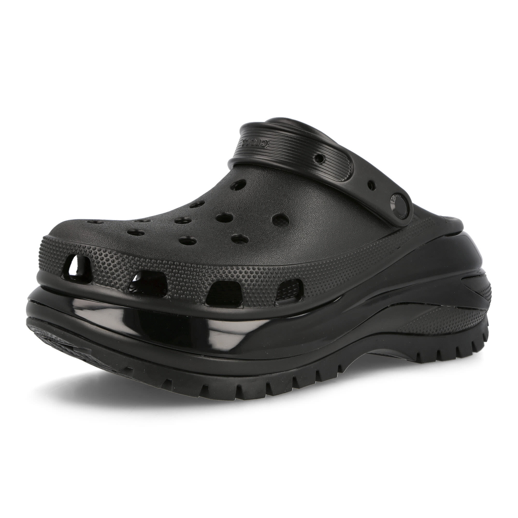 Crocs Classic Mega Crush Clog Black Slides, Sandals & Slippers Close Up | Overkill