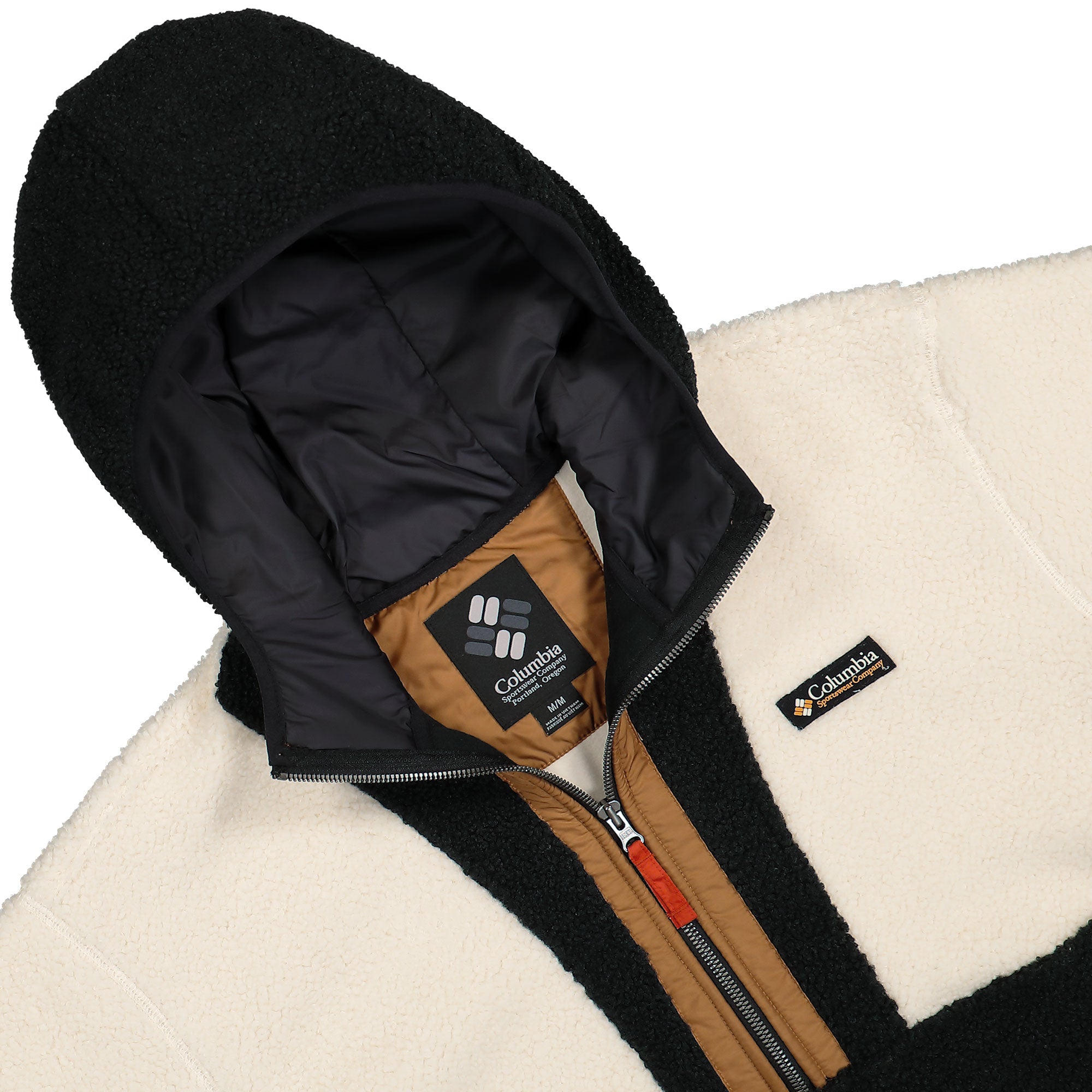 Columbia Backbowl II Remastered Full Zip Hoodie Chalk, Black Fleece Jackets Close-up | Overkill