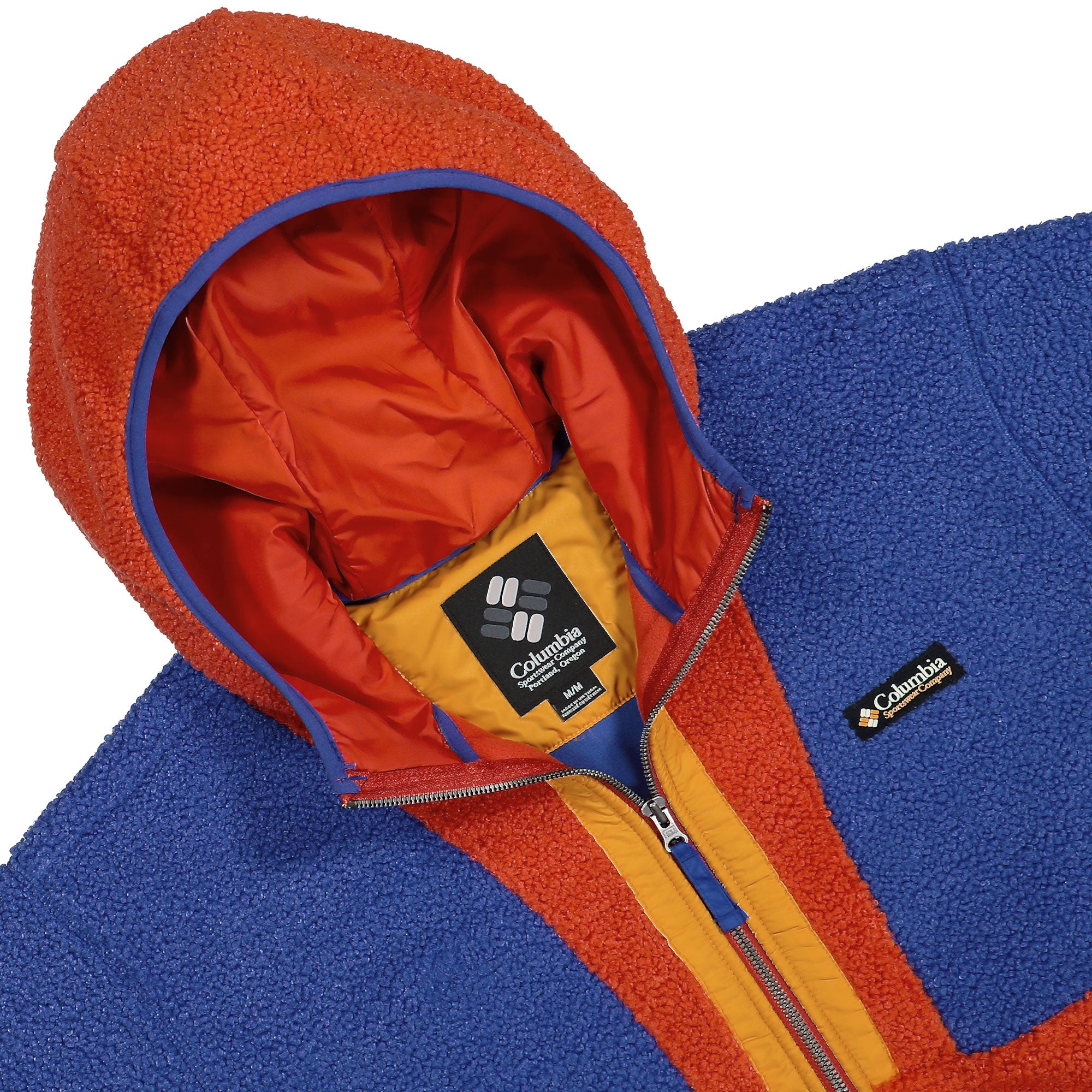 Columbia Backbowl II Remastered Full Zip Hoodie Clematis Blue, Sail Red Fleece Jackets Close-up | Overkill