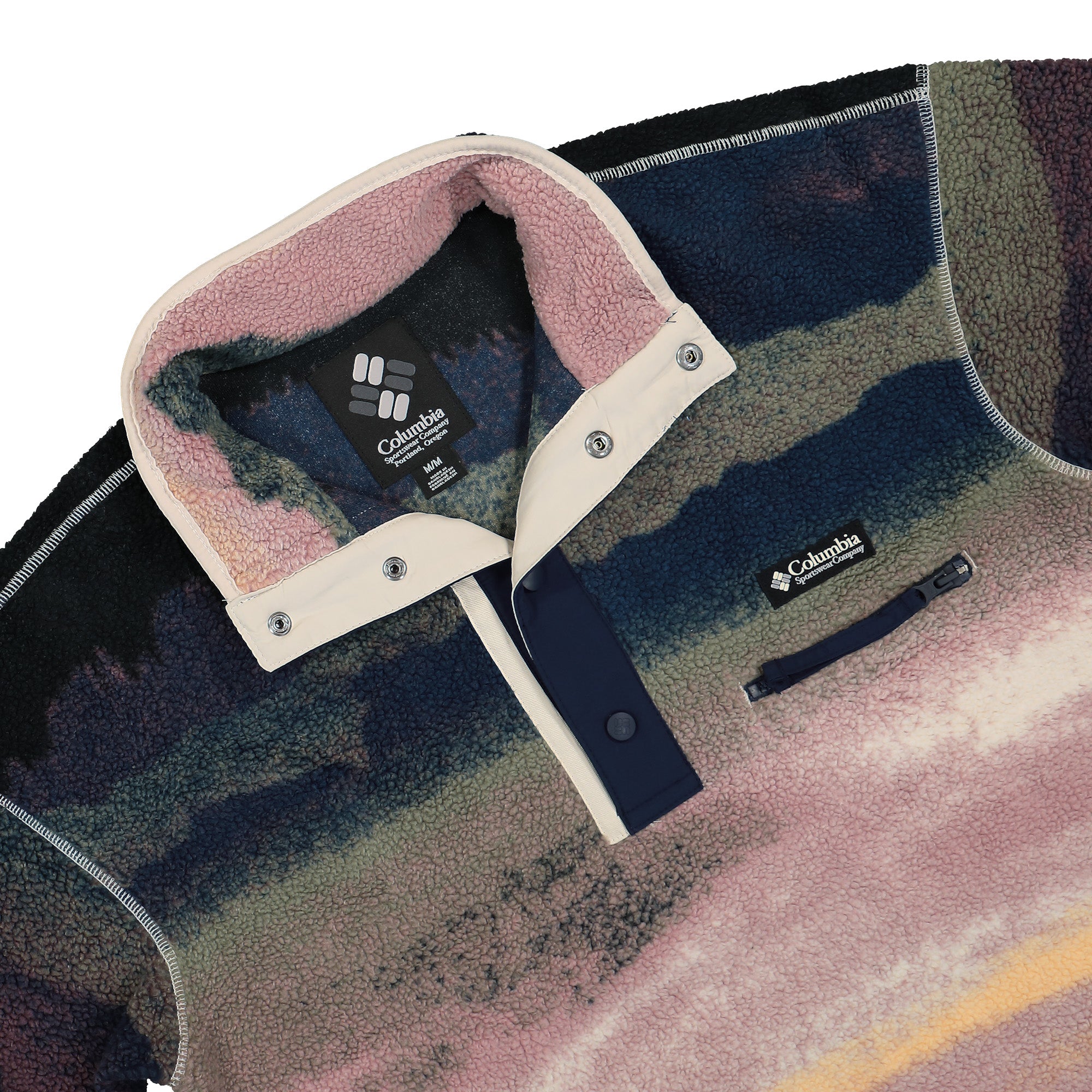 Columbia Helvetia II Printed Half Snap Fleece Collegiate Navy Sweatshirts Close-up | Overkill