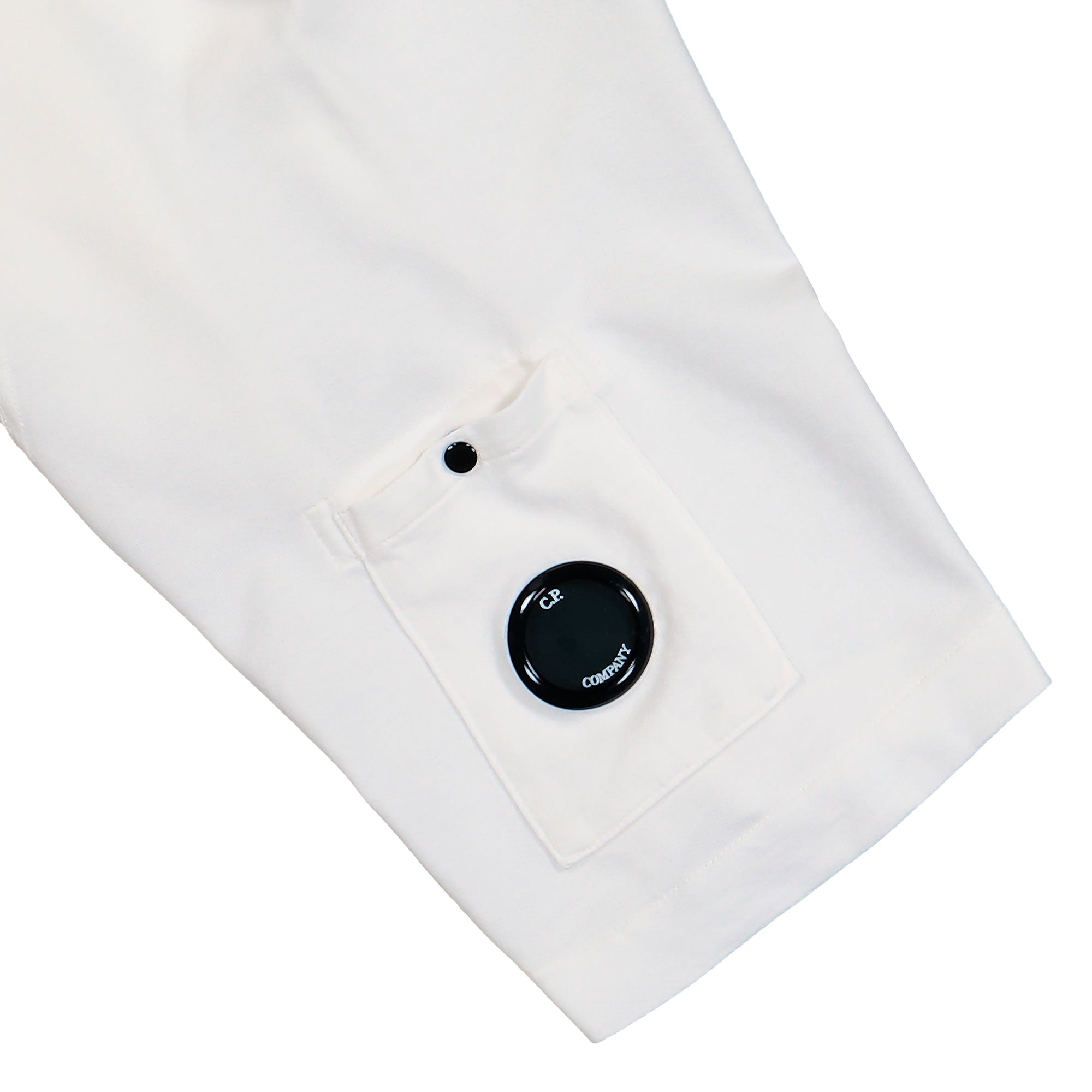 C.P. Company Light Fleece Short Sleeve Sweatshirt Gauze White T-Shirt 20CMSS034A-002246G 103 Detail View 1 | Overkill