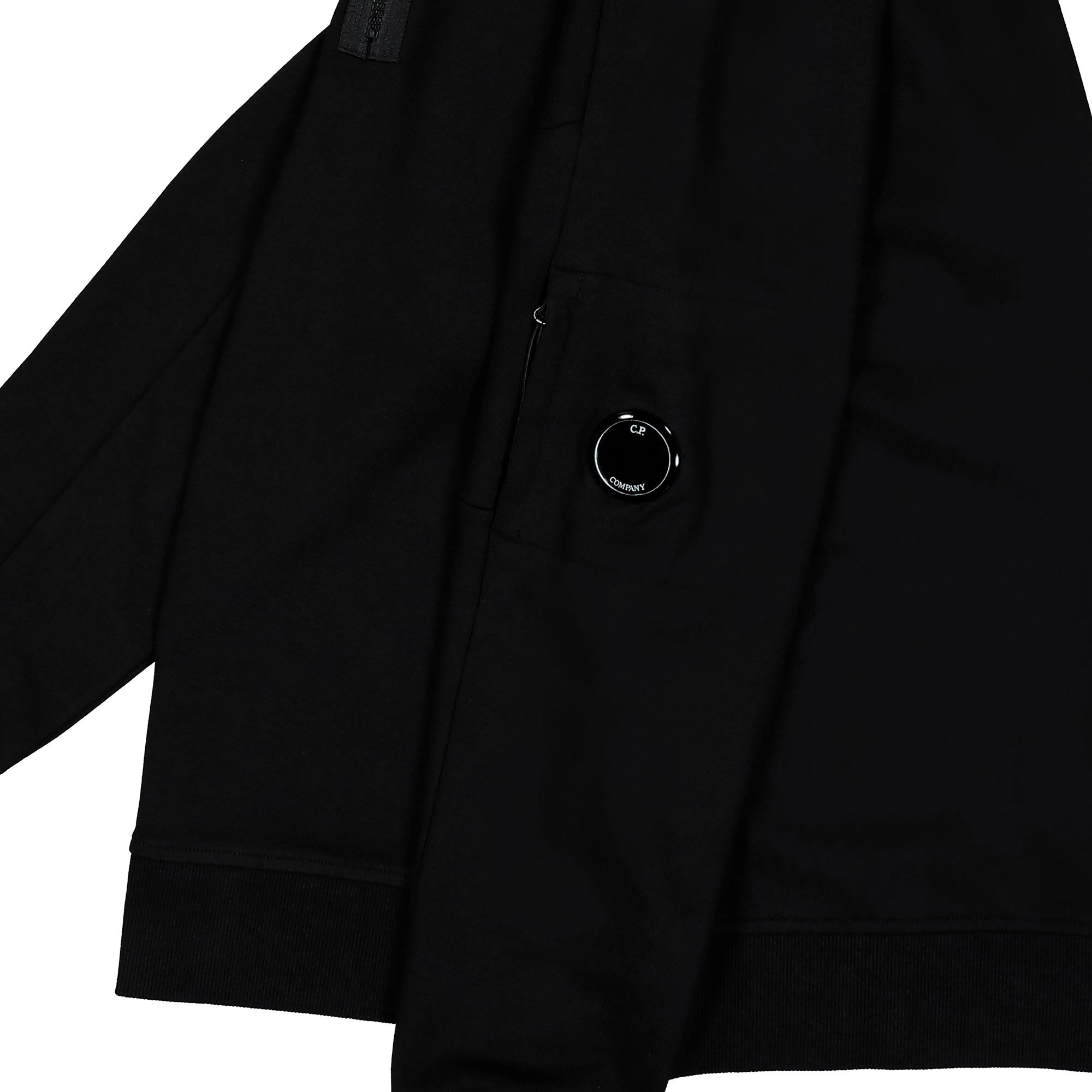 C.P. Company Diagonal Raised Fleece Half Zip Lens Sweatshirt Black Sweatshirt 20CMSS172A-005086W 999 Detail View 1 | Overkill