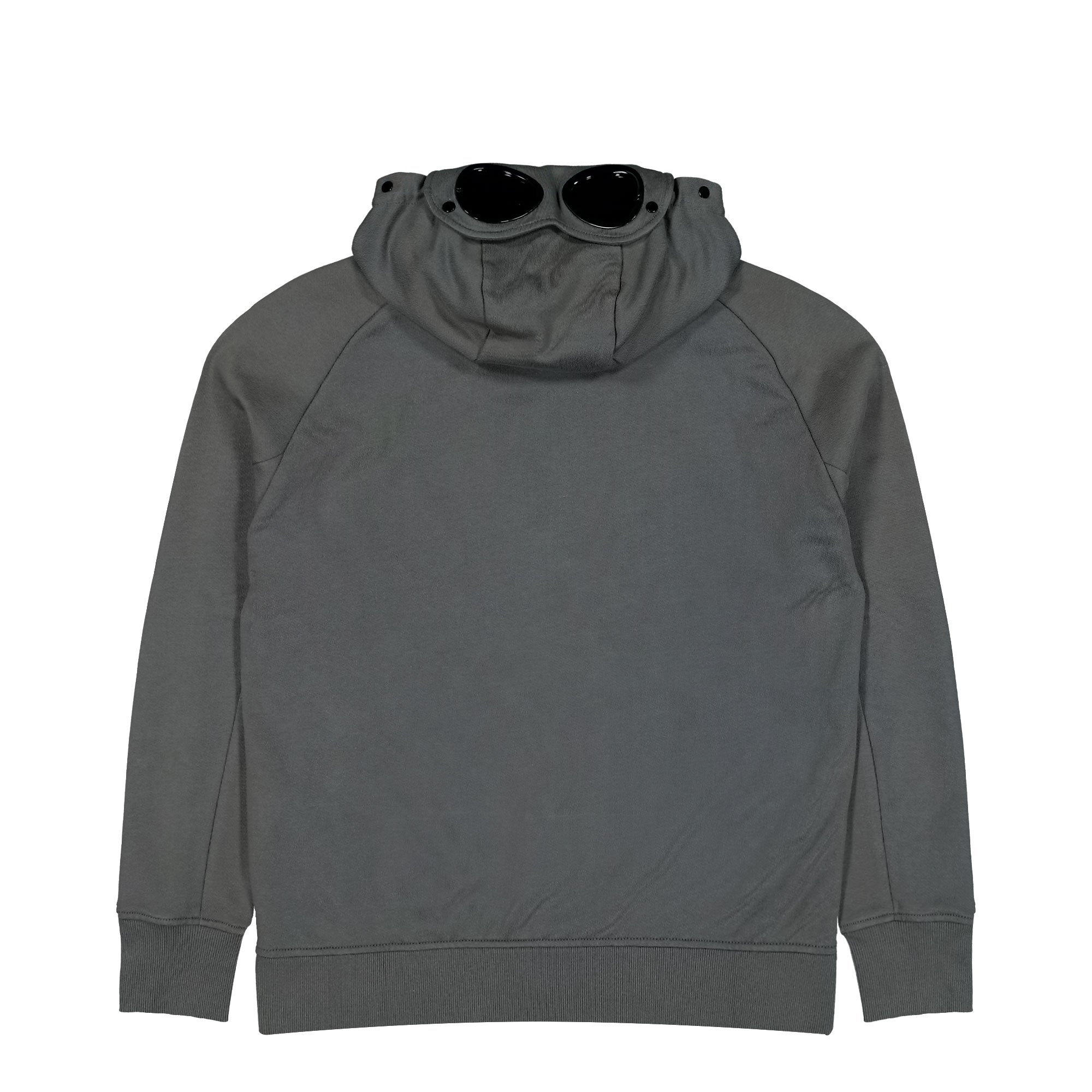 C.P. Company Diagonal Raised Fleece Goggle Sweatshirt Gunmetal Zip Hoodie 20CMSS715A-005086W 921 Close-up | Overkill
