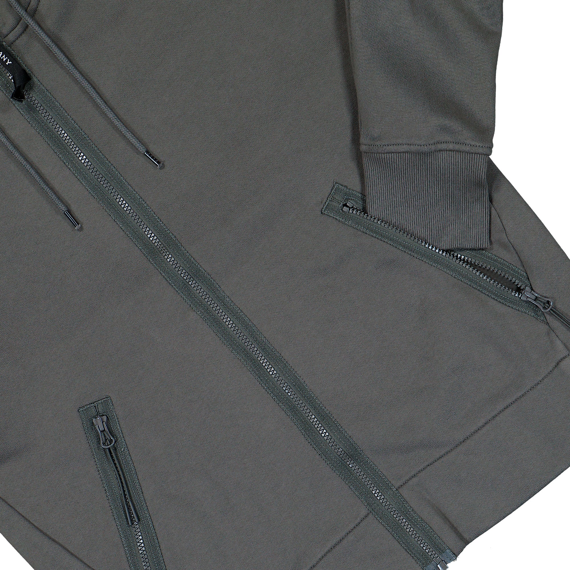 C.P. Company Diagonal Raised Fleece Goggle Sweatshirt Gunmetal Zip Hoodie 20CMSS715A-005086W 921 Detail View 1 | Overkill