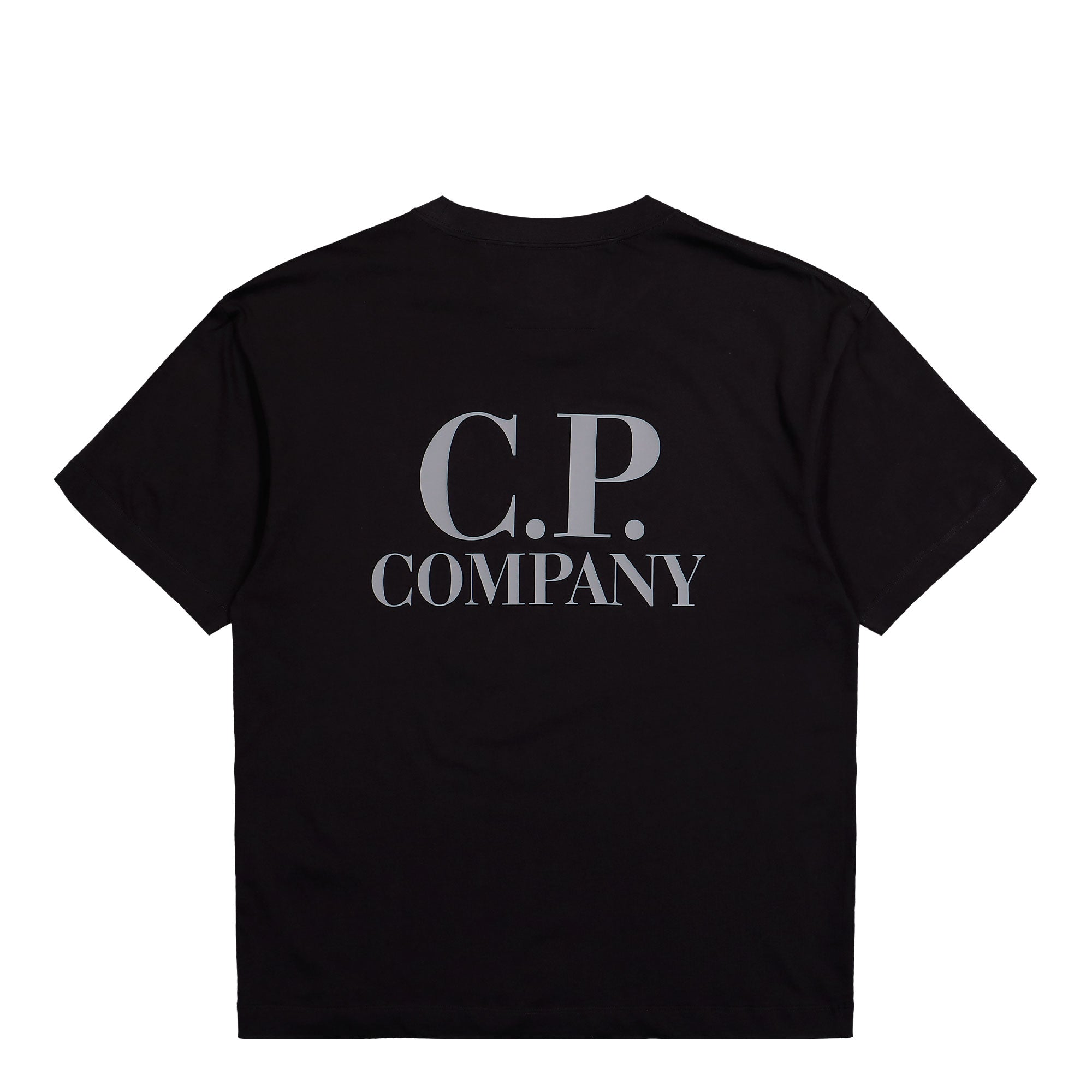 C.P. Company 30/1 Jersey Short Sleeve Logo T-Shirt Black T-Shirt 20CMTS086A-005100W 999 Close-up | Overkill