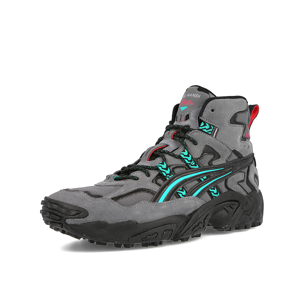 Asics gel nandi hi g-tx Graphite Grey-Black Boots Close Up | Overkill