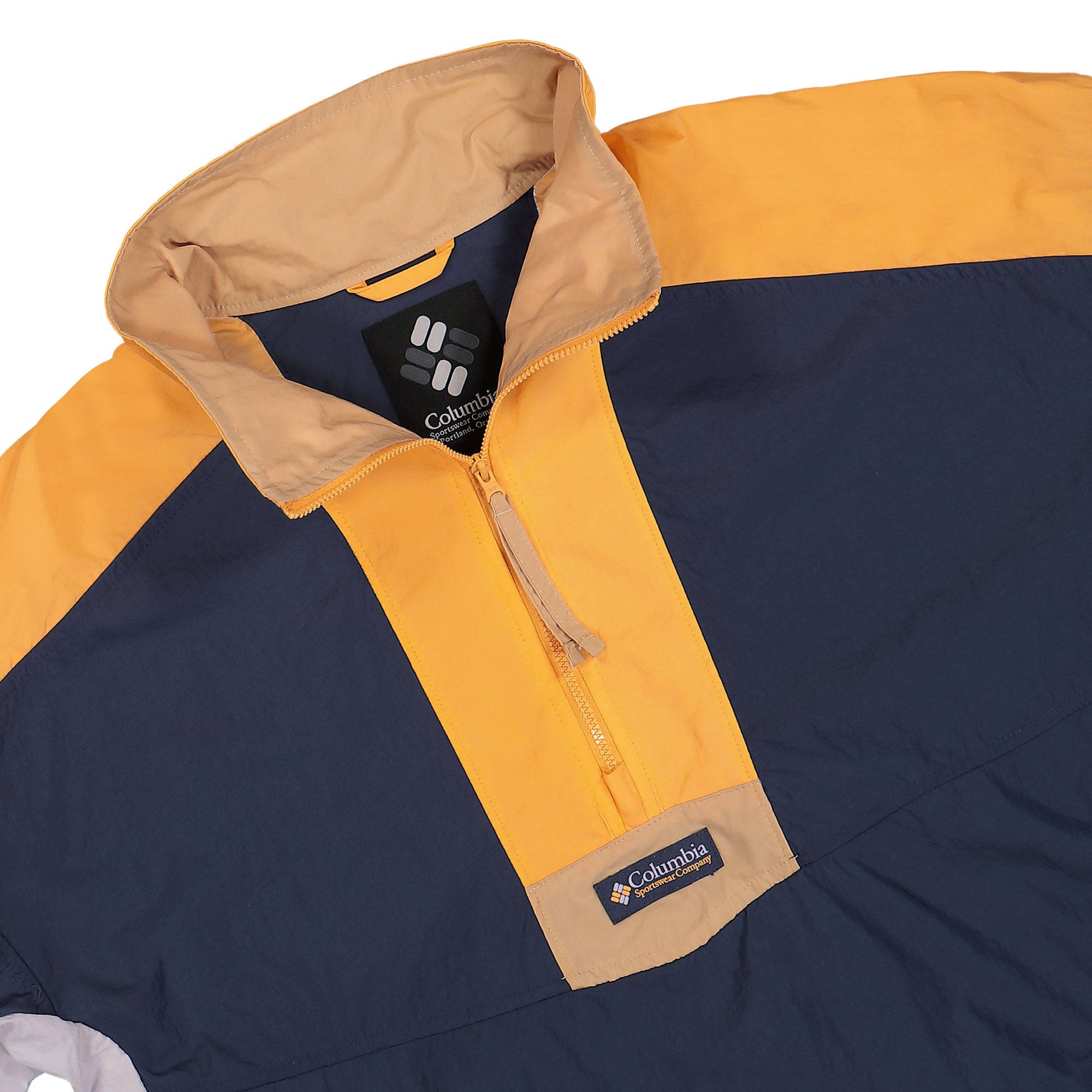 Columbia Riptide II Retro Windbreaker Anorak Nocturnal, Summer Orange Windbreaker Close-up | Overkill
