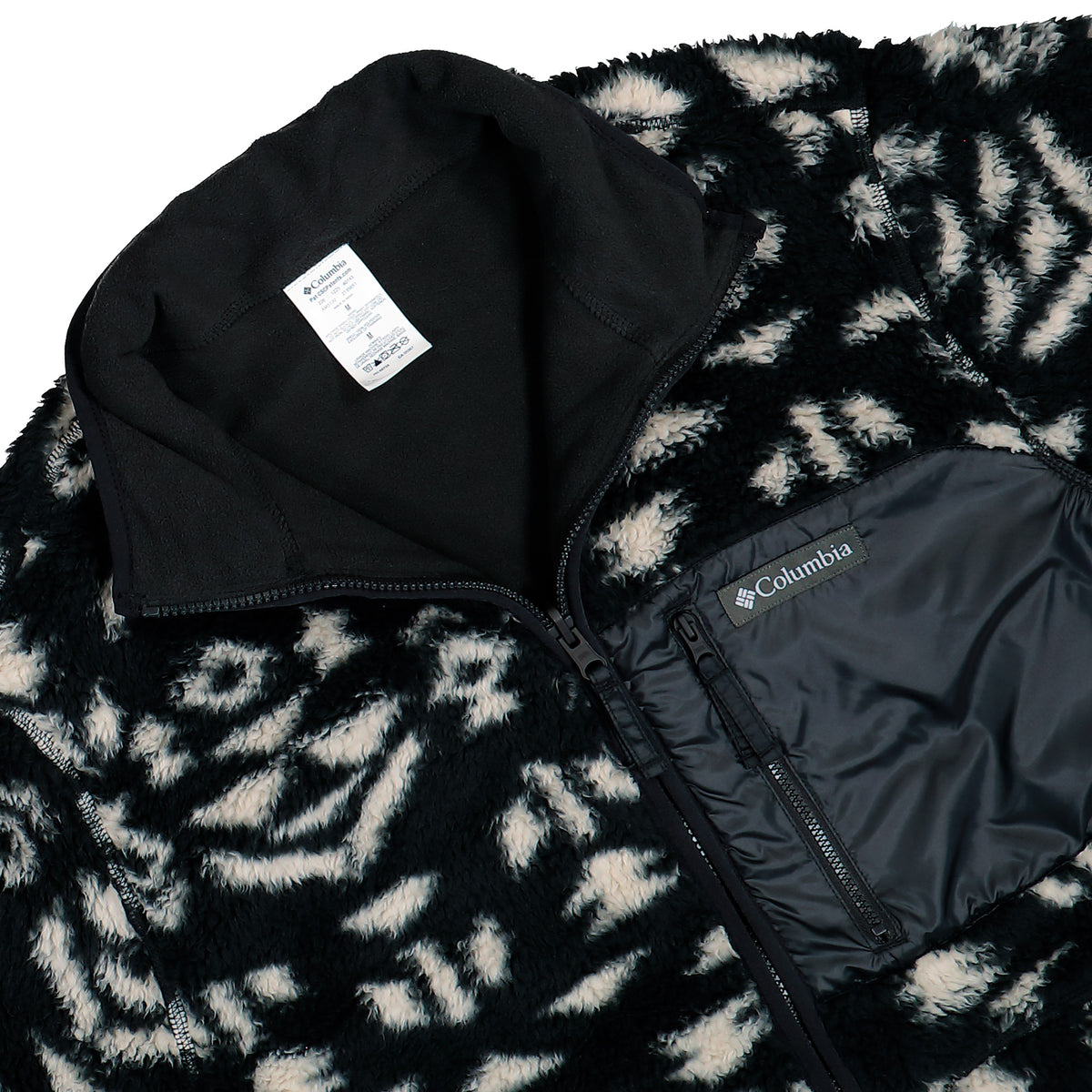 Columbia Winter Pass™ Reversible Fleece Jacket Black Geostripe Tonal, Black Jacket 2135651012 Detail View 1 | Overkill