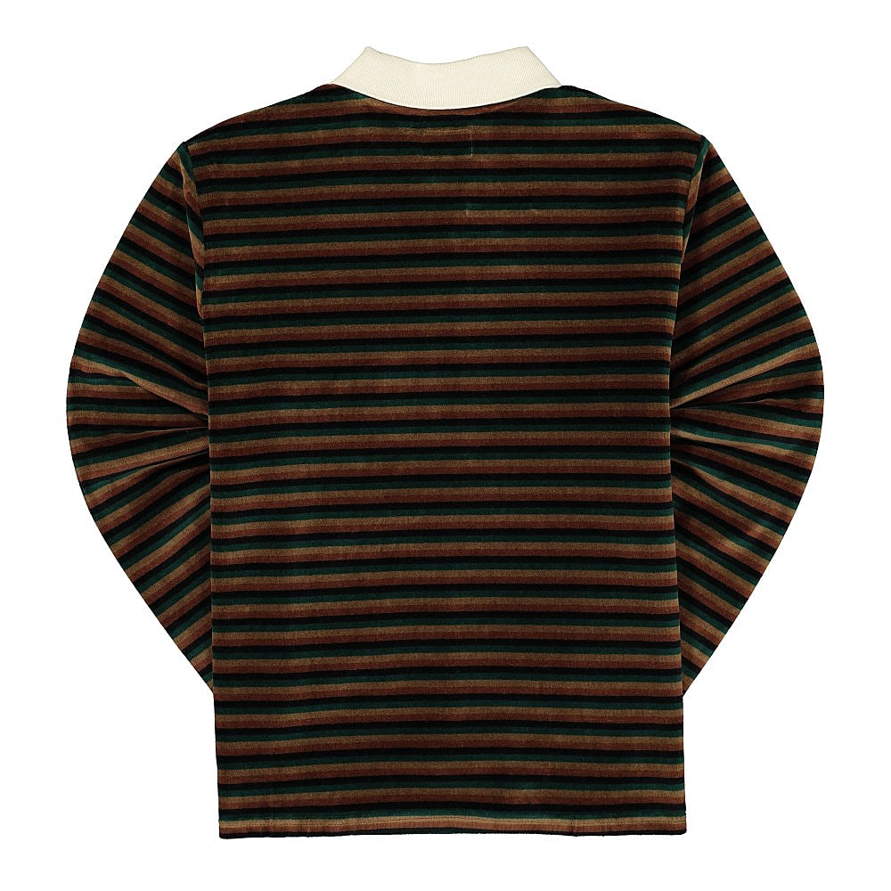 Stussy Rosemary Velour Stripe Longsleeve Polo Brown Longsleeves Material | Overkill