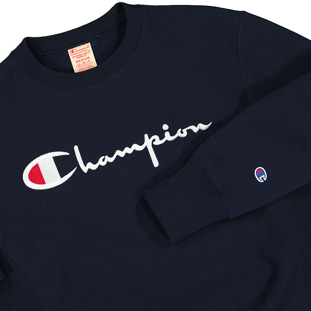 Champion Crewneck Sweatshirt Navy Sweatshirts Close-up | Overkill