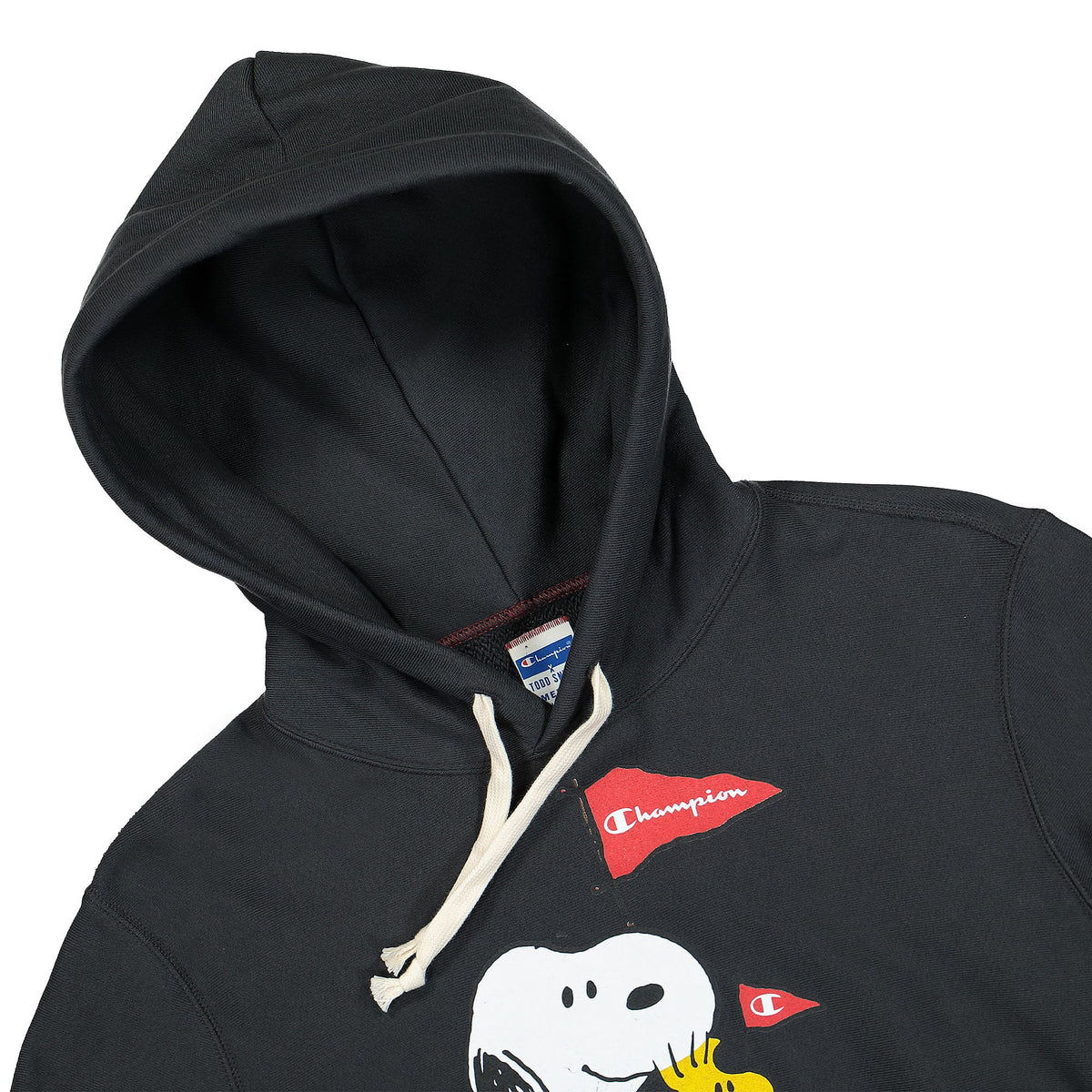 Champion Peanuts x Champion Hooded Sweatshirt Faded Black Hoodies Close-up | Overkill