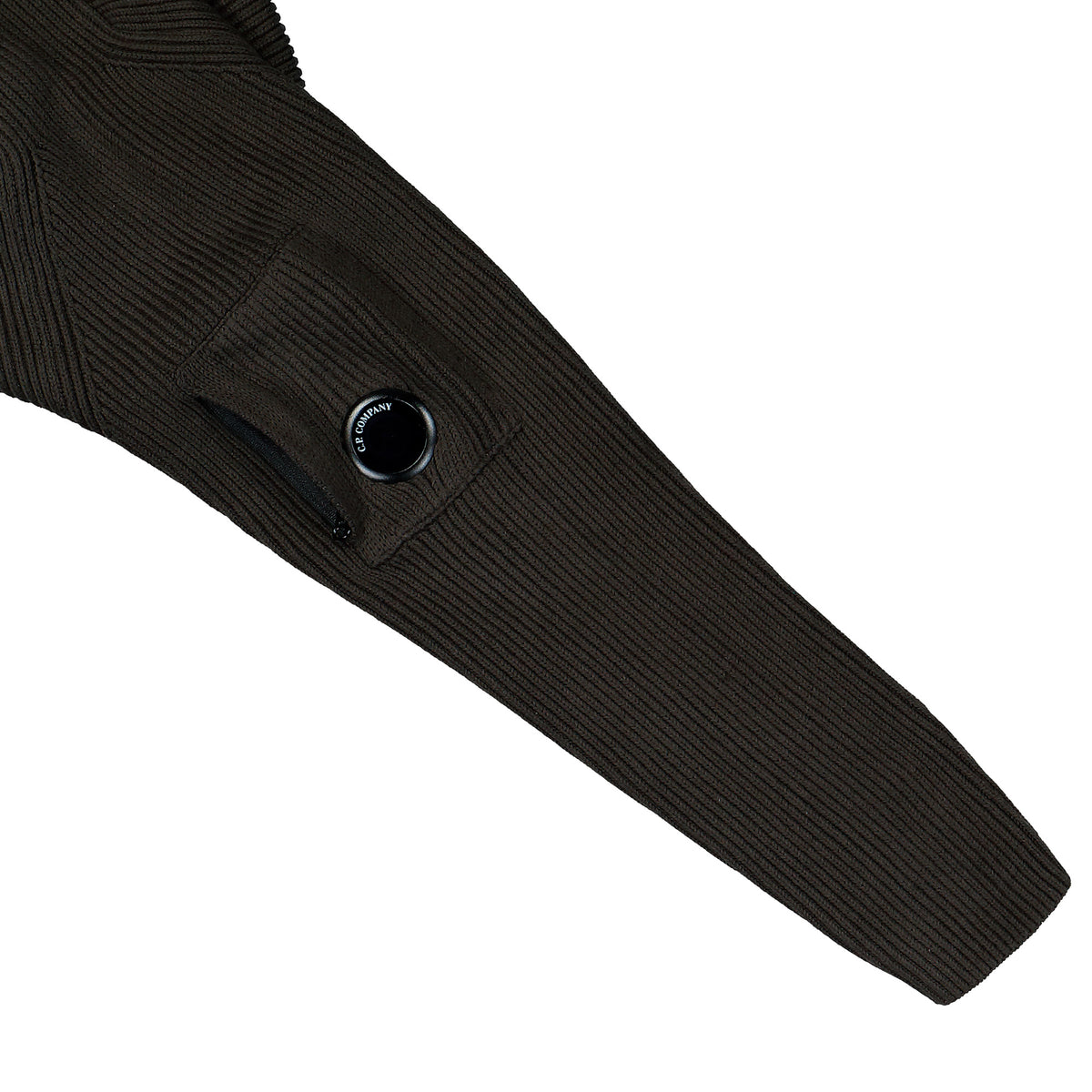 C.P. Company Full Rib Cotton Lens Crewneck Sweater Raven Sweater 21CMKN101A-006608A 985 Detail View 1 | Overkill