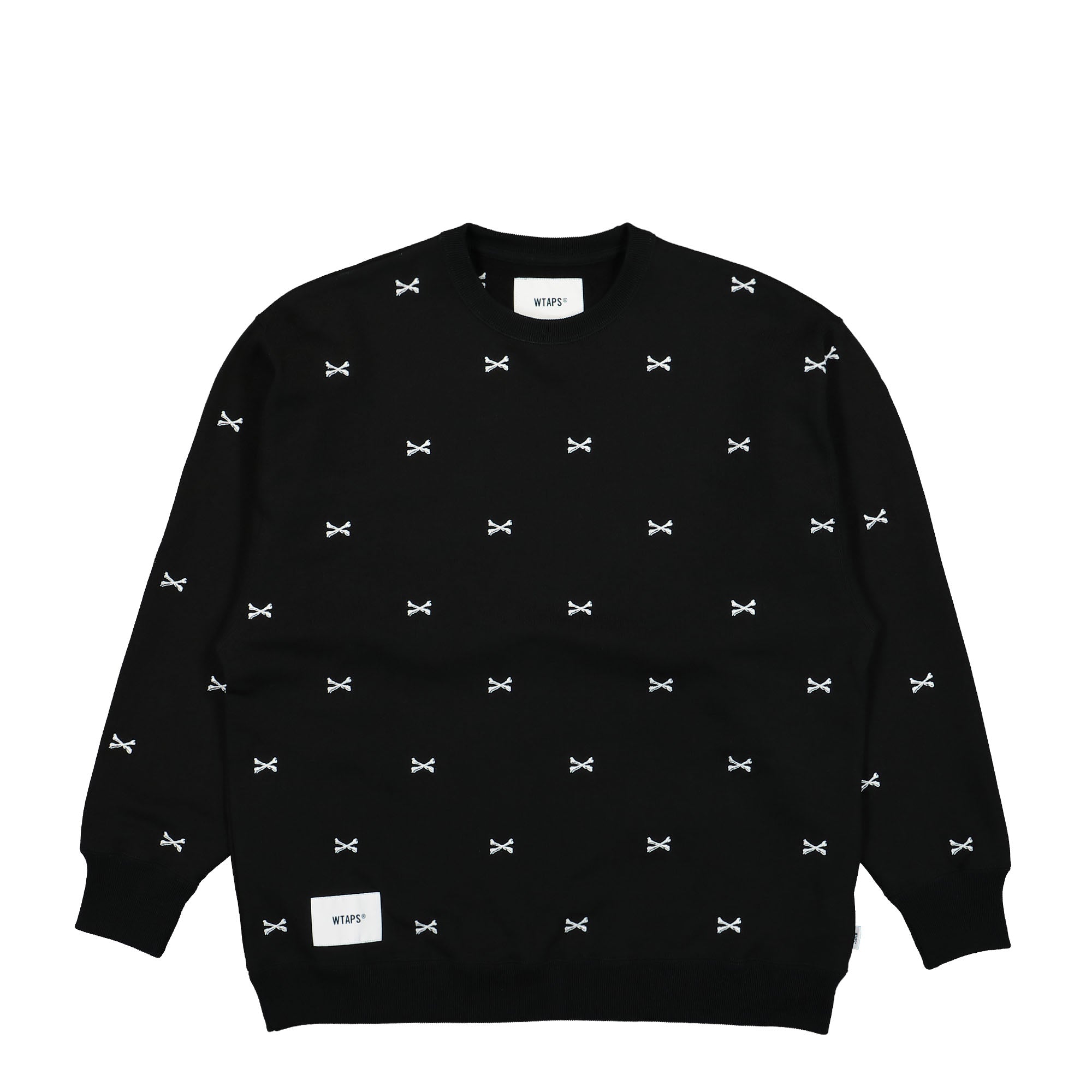 WTAPS ACNE Crossbones Crewneck Sweater Black Sweatshirts 222ATDT-CSM25 | Overkill