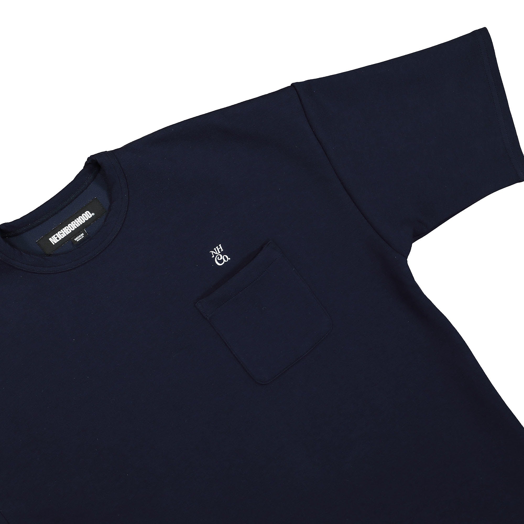 Neighborhood Double SS. EC Crewneck Navy T-Shirts Close-up | Overkill