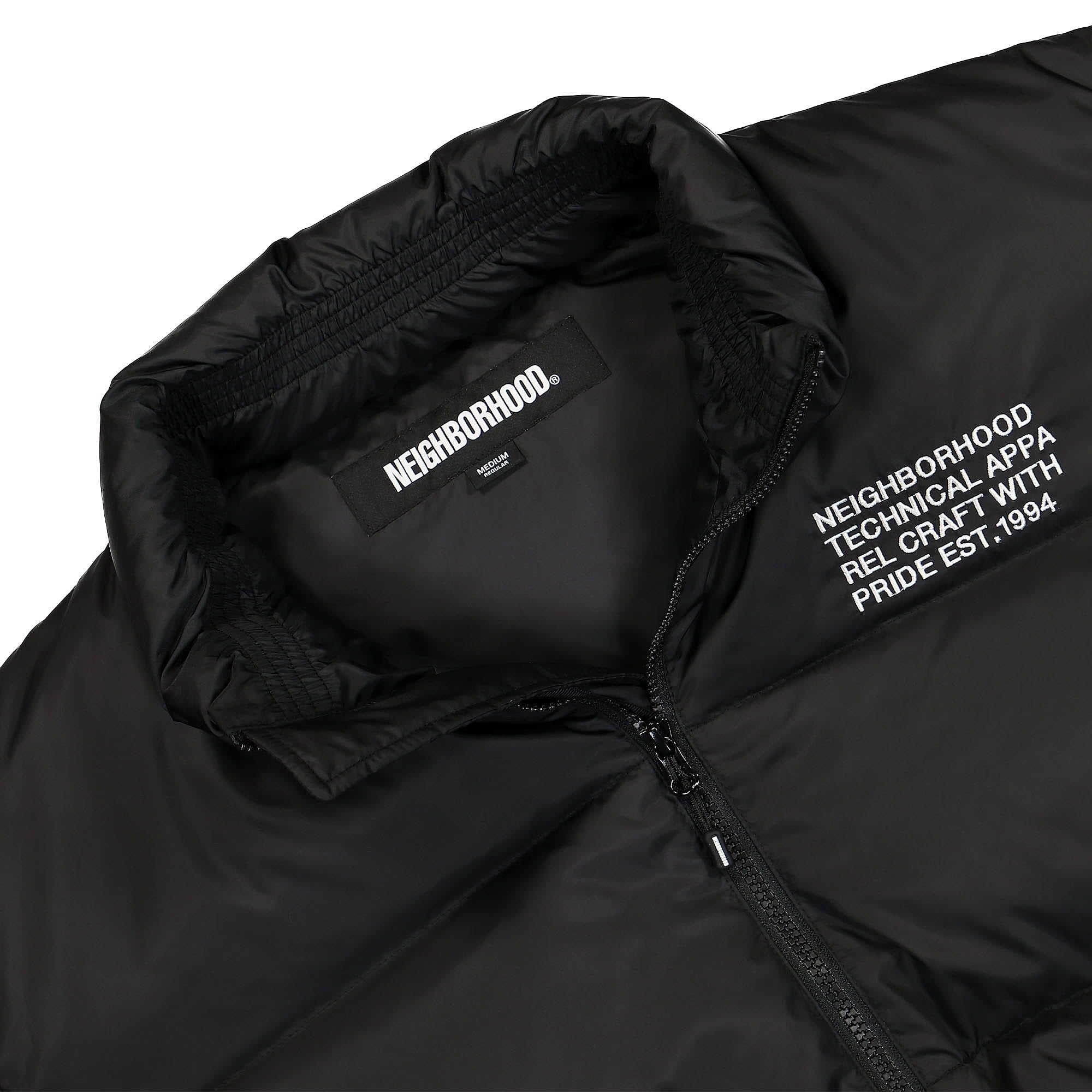 Neighborhood JK. PE Down Jacket Black Puffer Jackets Close-up | Overkill