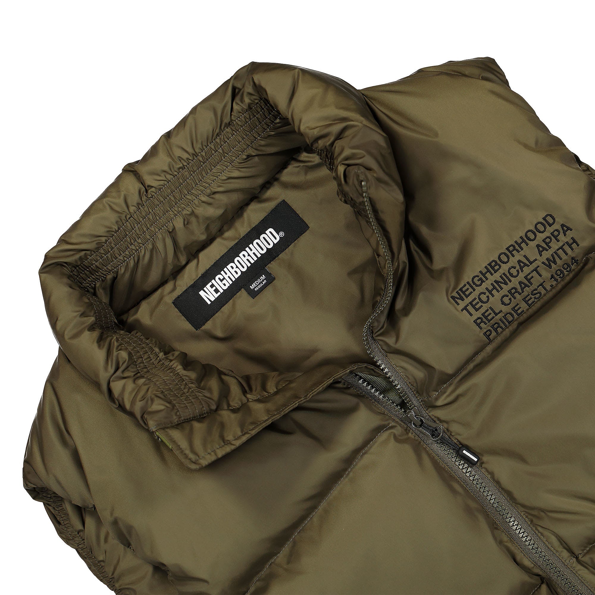 Neighborhood PE. Down Vest Olive Drab Vests Close-up | Overkill