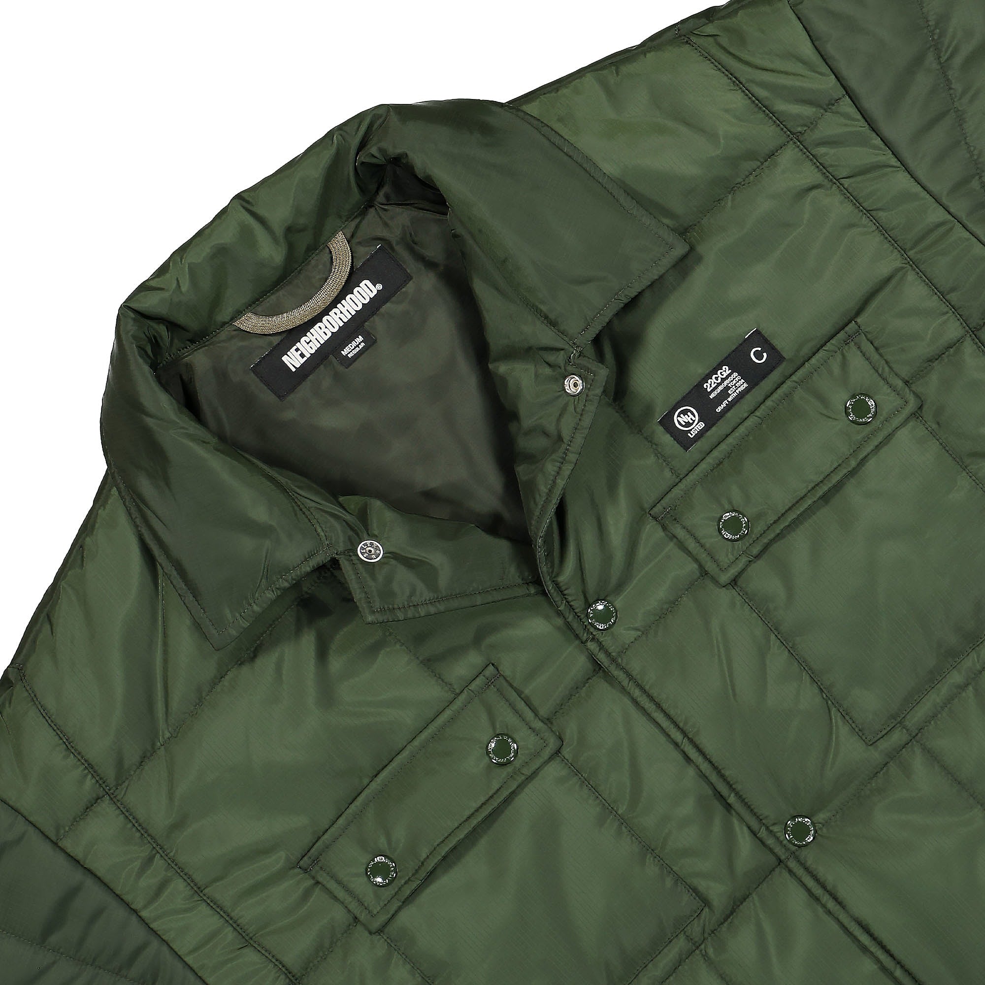 Neighborhood Puff SH LS. PE Shirt Jacket Olive Drab Jackets Detailfoto | Overkill