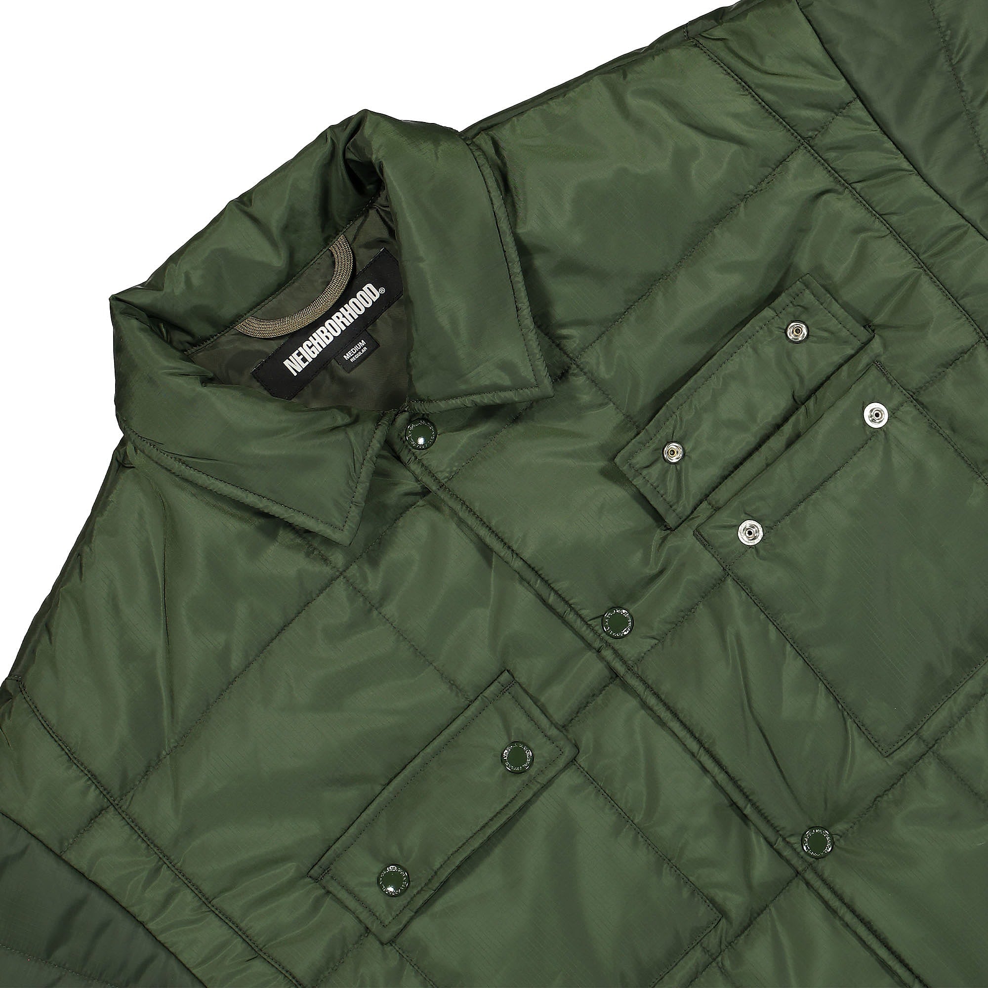 Neighborhood Puff SH LS. PE Shirt Jacket Olive Drab Jackets Close-up | Overkill