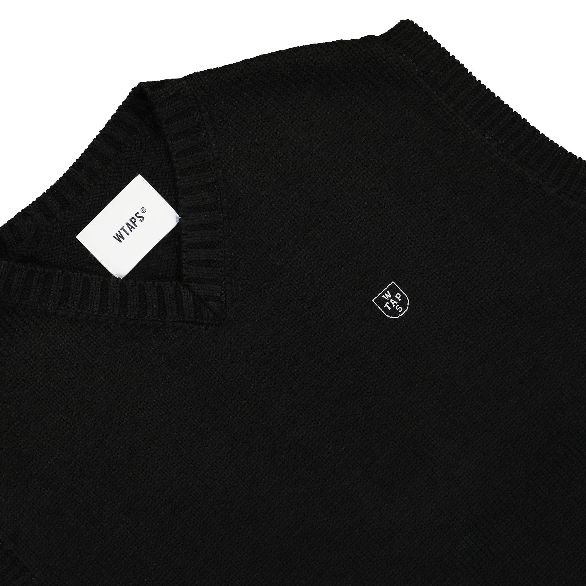 WTAPS Ditch Knit Vest Black Sweater Vests Close-up | Overkill