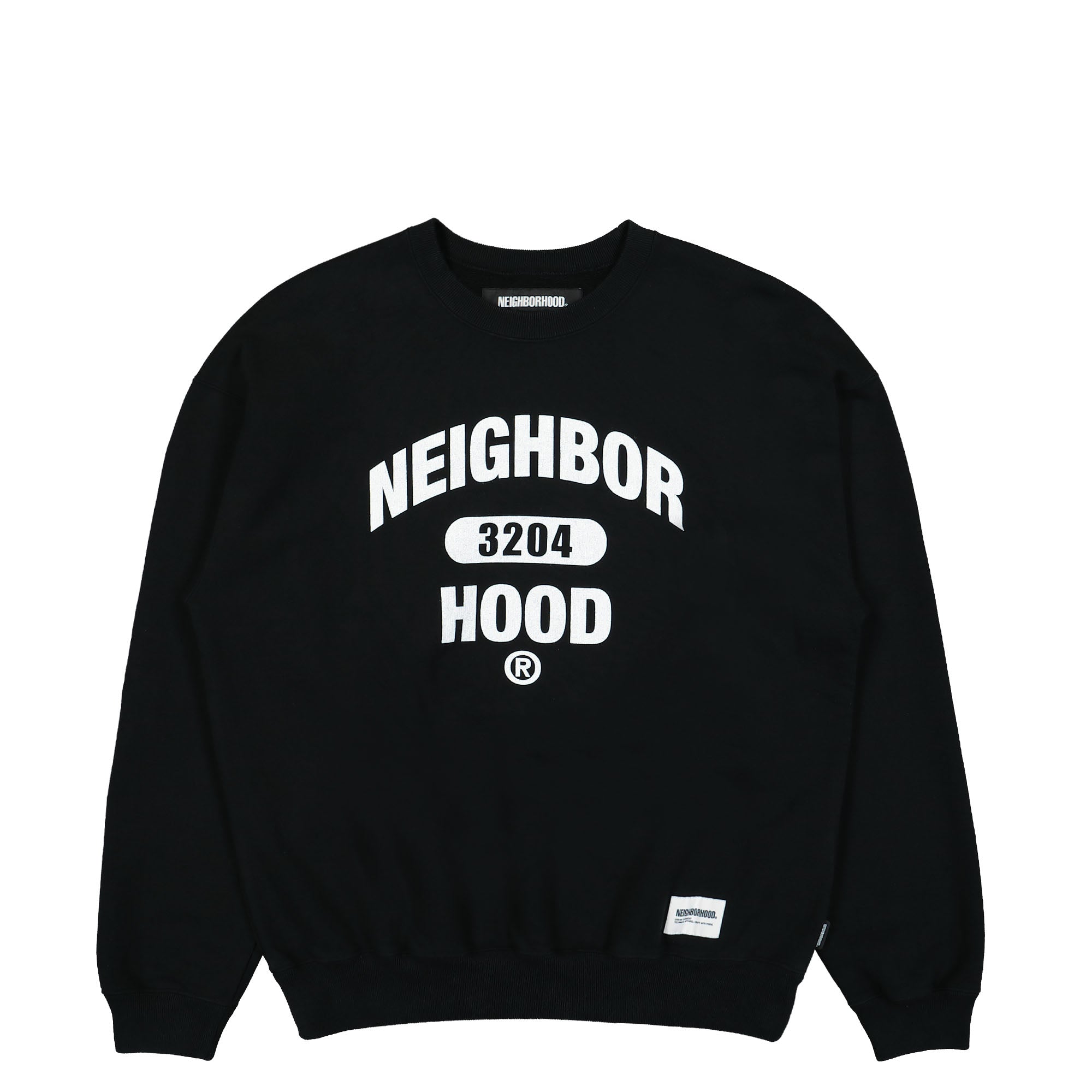 Neighborhood College Logo Crew Sweatshirt LS Black Sweatshirts 231FPNH-CSM01 / Black | Overkill