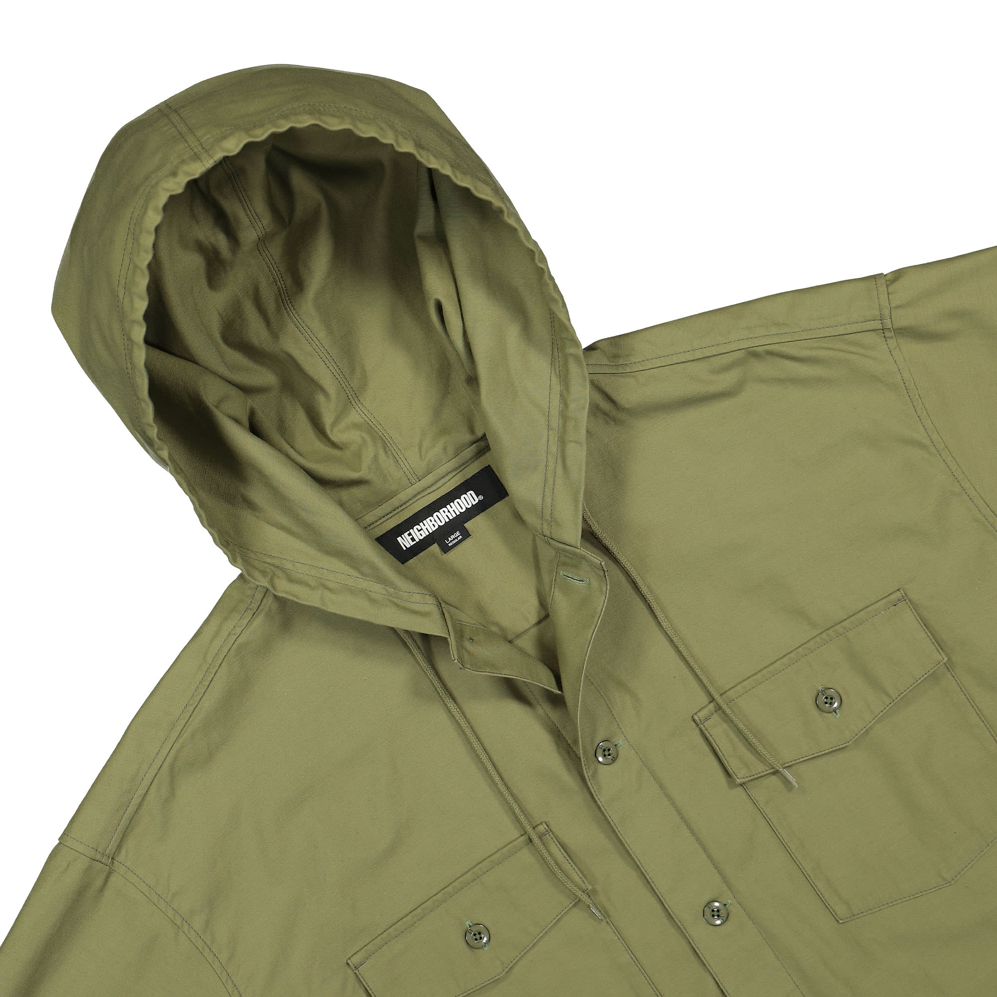 Neighborhood Hooded LS Shirt Jacket Olive Drab Jackets Material | Overkill