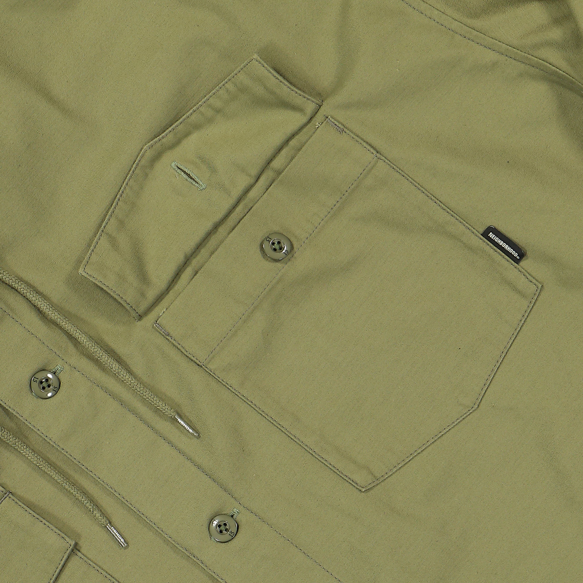 Neighborhood Hooded LS Shirt Jacket Olive Drab Jackets Detail view 1 | Overkill