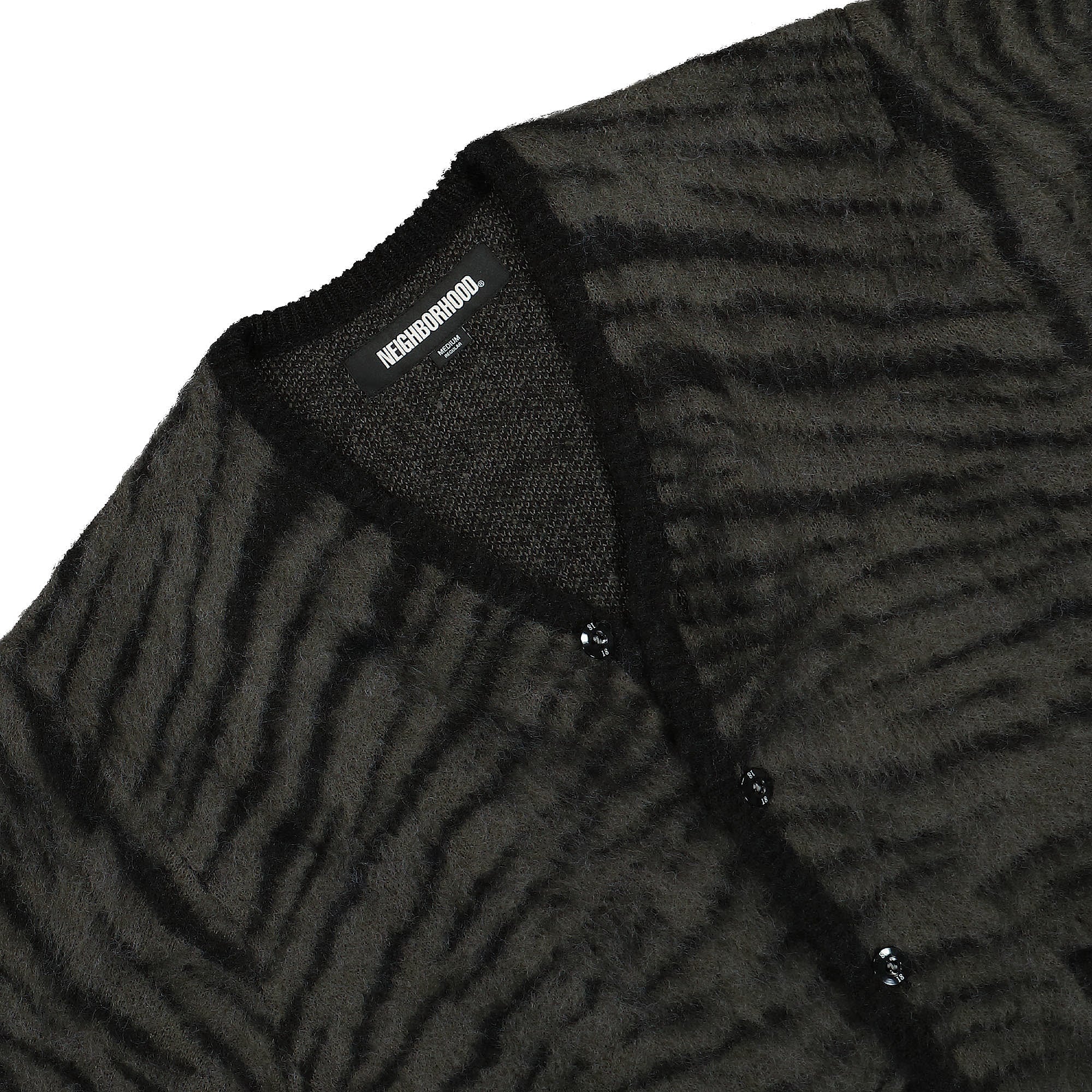Neighborhood Tiger Pattern Mohair Cardigan Black Cardigans Close-up | Overkill