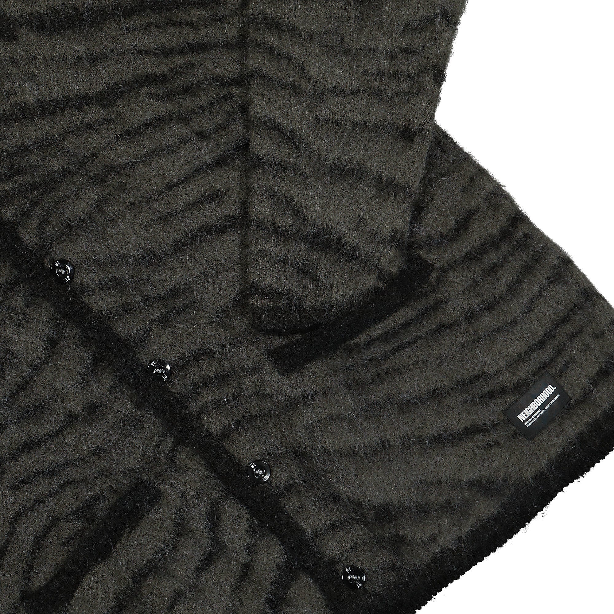Neighborhood Tiger Pattern Mohair Cardigan Black Cardigans Detailfoto | Overkill