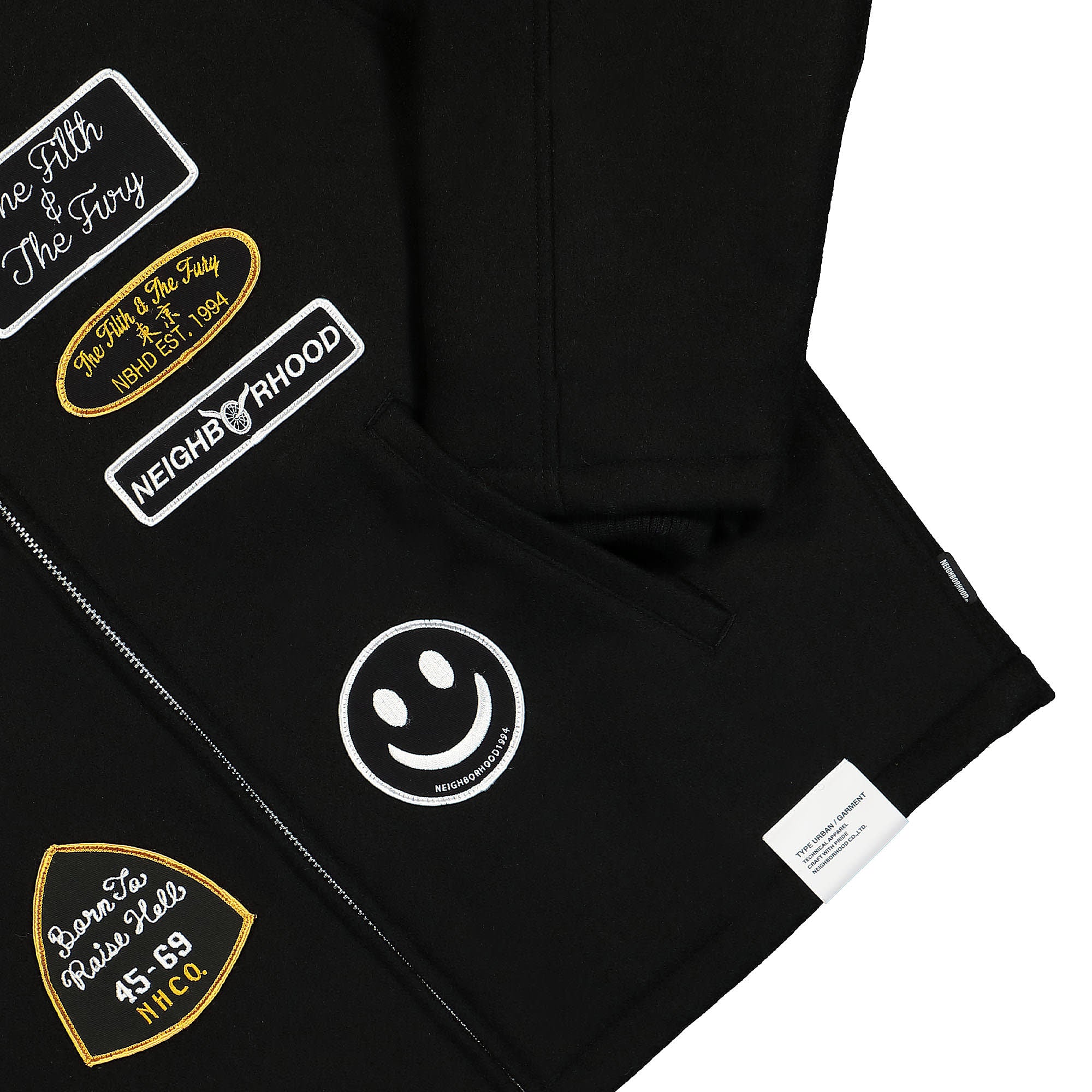 Neighborhood Melton Zip Up Jacket Black Jackets Detailfoto | Overkill